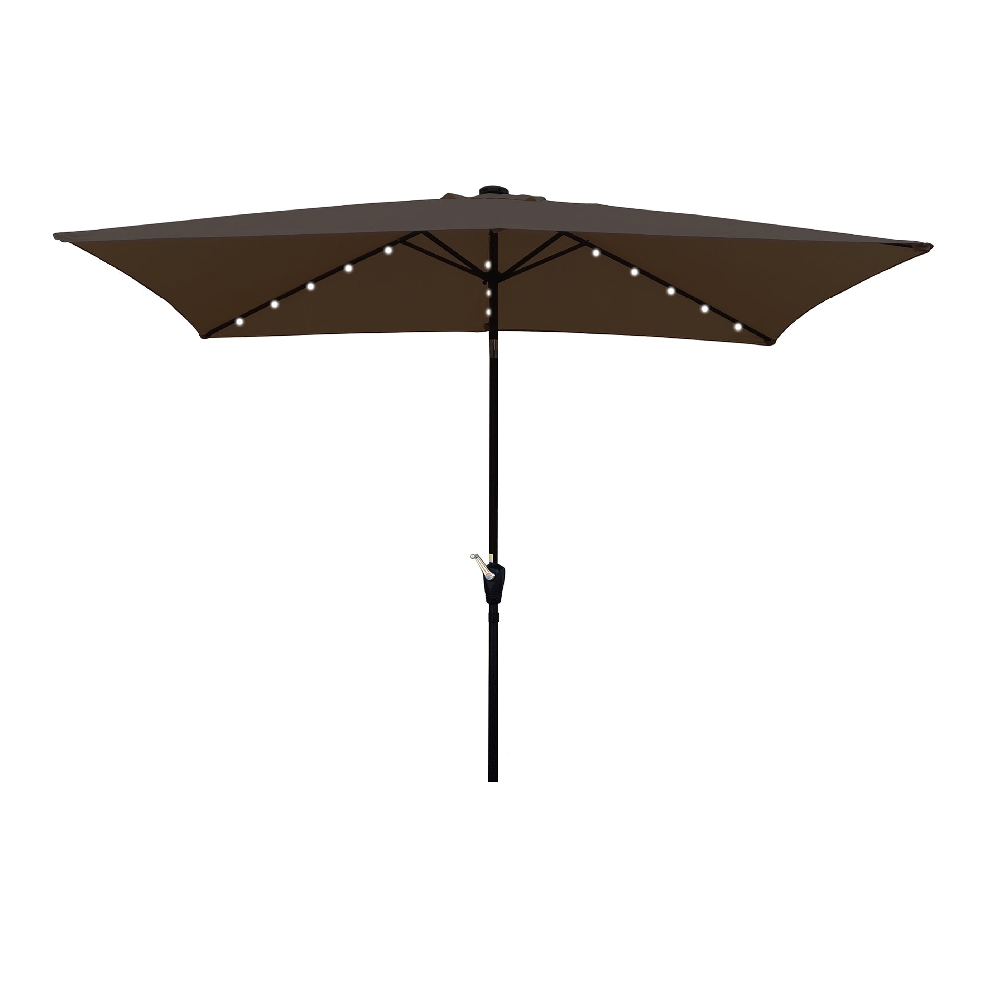 10 ft. x 6.5 ft. Outdoor Patio Rectangular Solar LED Lighted Market Umbrellas with Crank and Push Button Tilt