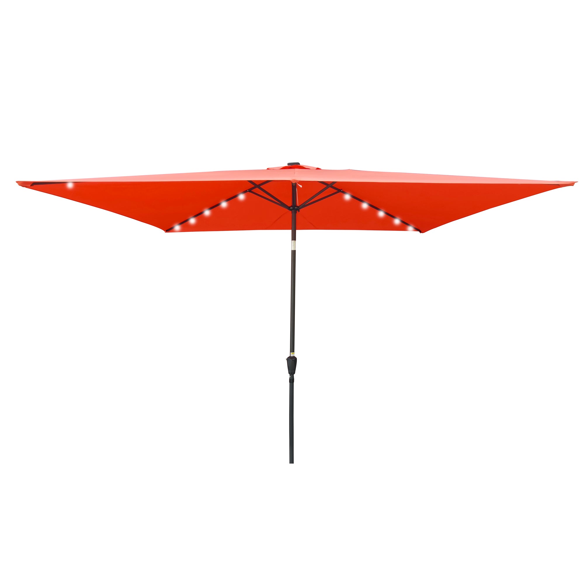 10 ft. x 6.5 ft. Outdoor Patio Rectangular Solar LED Lighted Market Umbrellas with Crank and Push Button Tilt