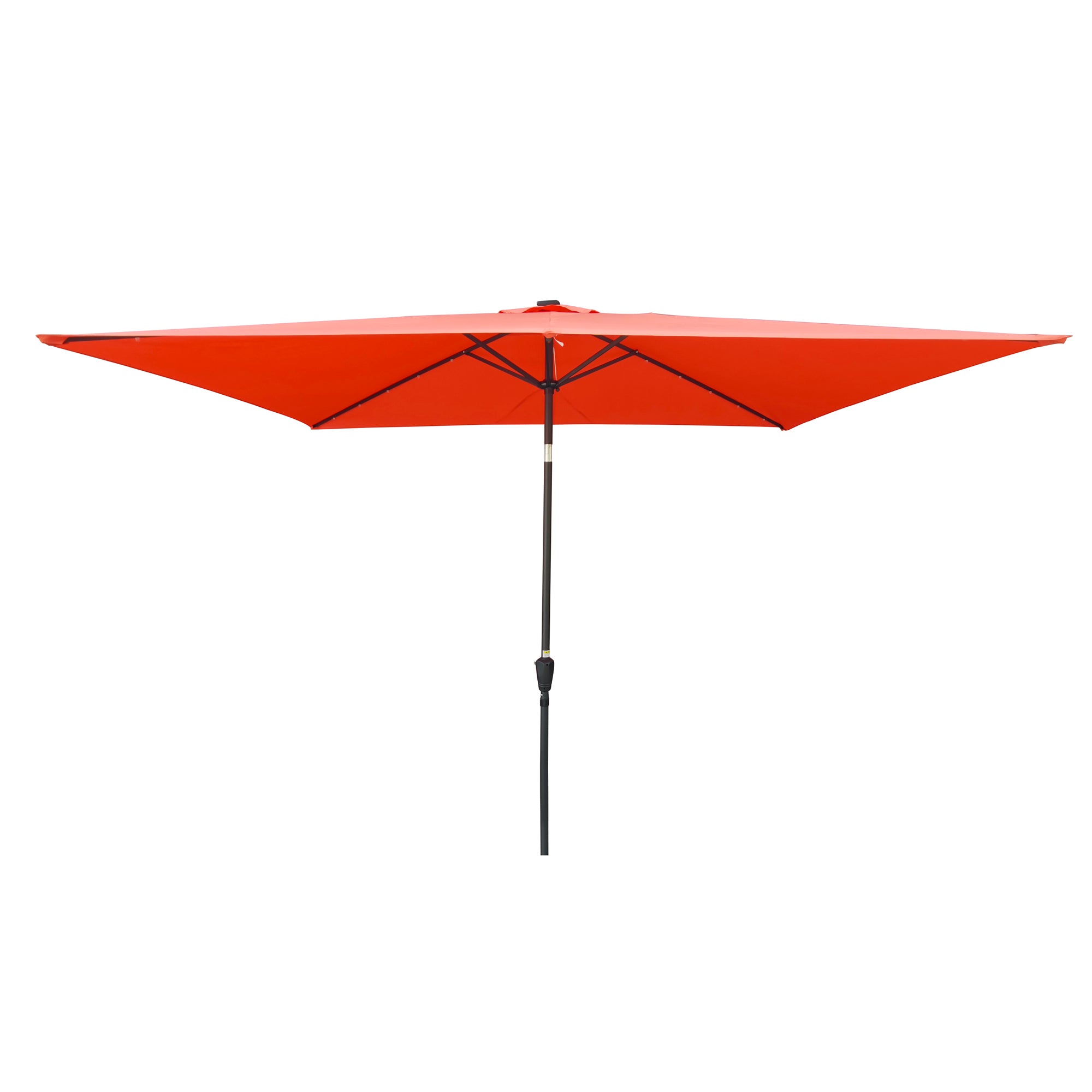 10 ft. x 6.5 ft. Outdoor Patio Rectangular Solar LED Lighted Market Umbrellas with Crank and Push Button Tilt