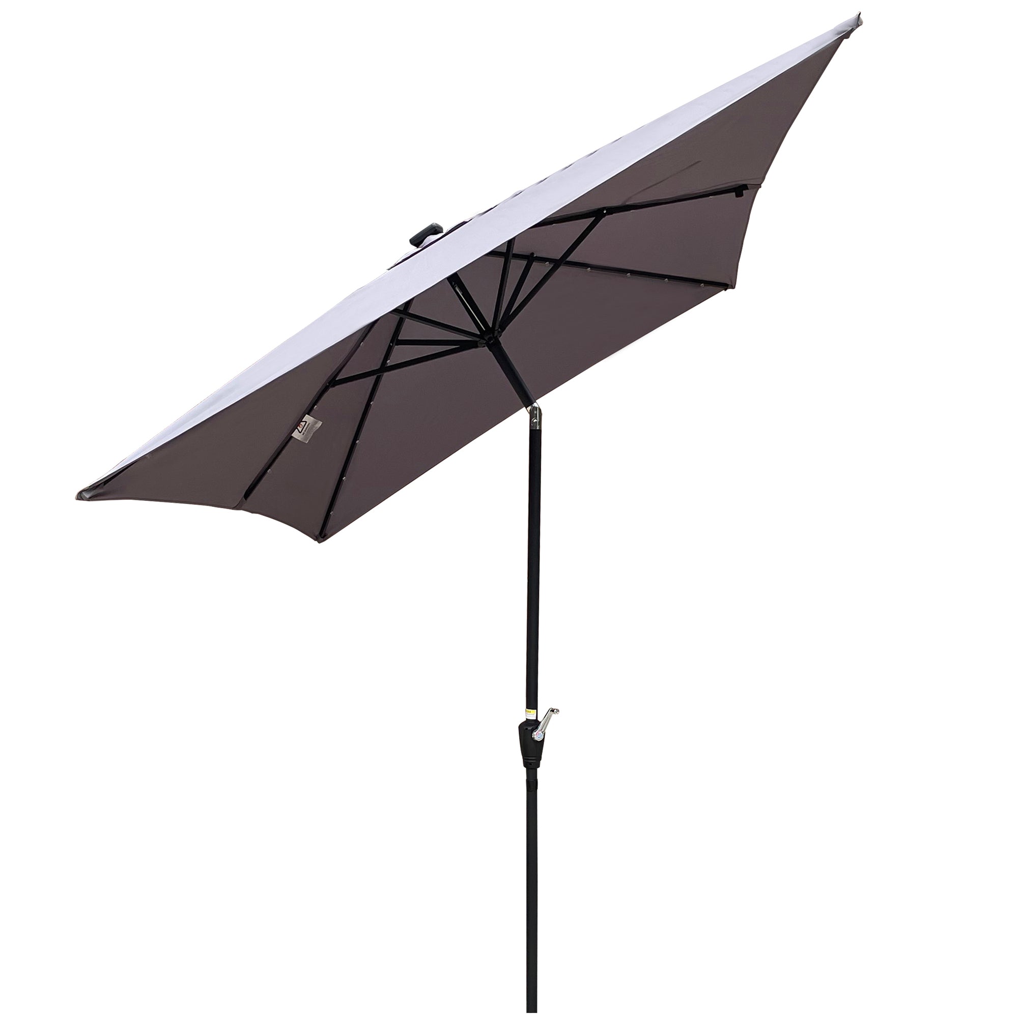 10 ft. x 6.5 ft. Outdoor Patio Rectangular Solar LED Lighted Market Umbrellas with Crank and Push Button Tilt