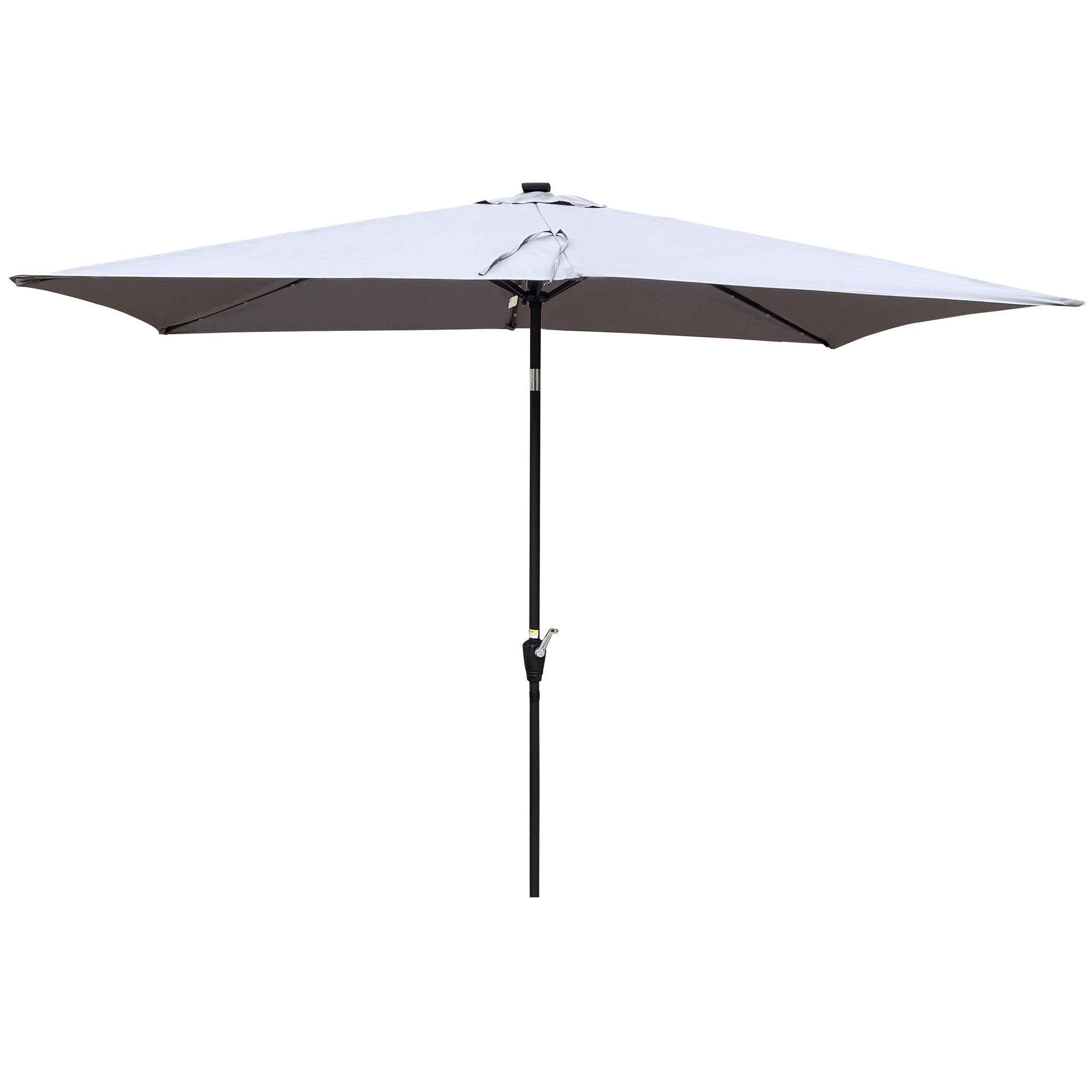 10 ft. x 6.5 ft. Outdoor Patio Rectangular Solar LED Lighted Market Umbrellas with Crank and Push Button Tilt