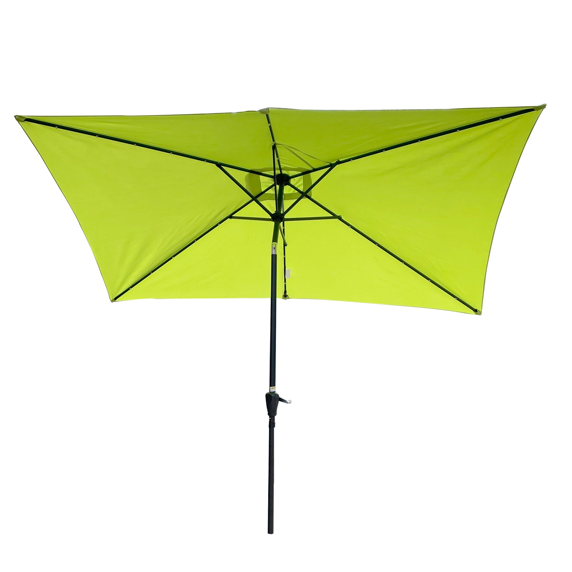 10 ft. x 6.5 ft. Outdoor Patio Rectangular Solar LED Lighted Market Umbrellas with Crank and Push Button Tilt