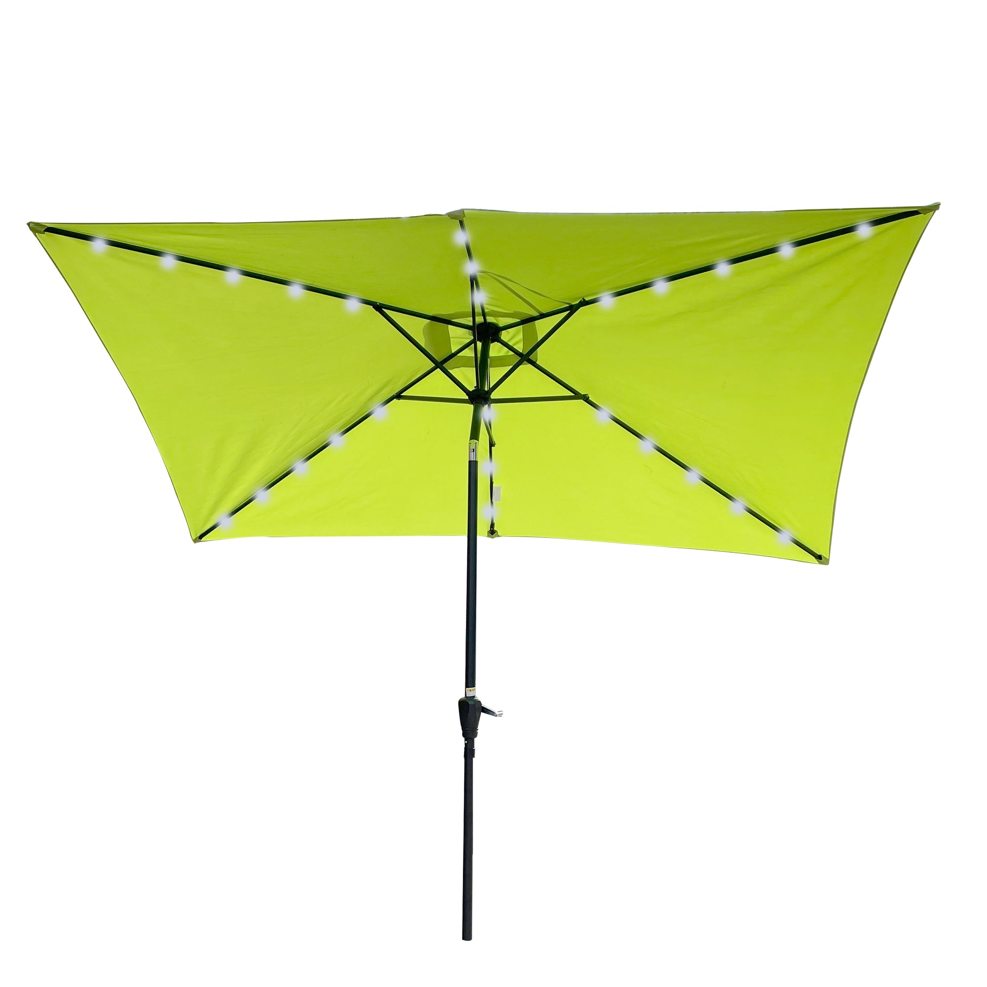 10 ft. x 6.5 ft. Outdoor Patio Rectangular Solar LED Lighted Market Umbrellas with Crank and Push Button Tilt