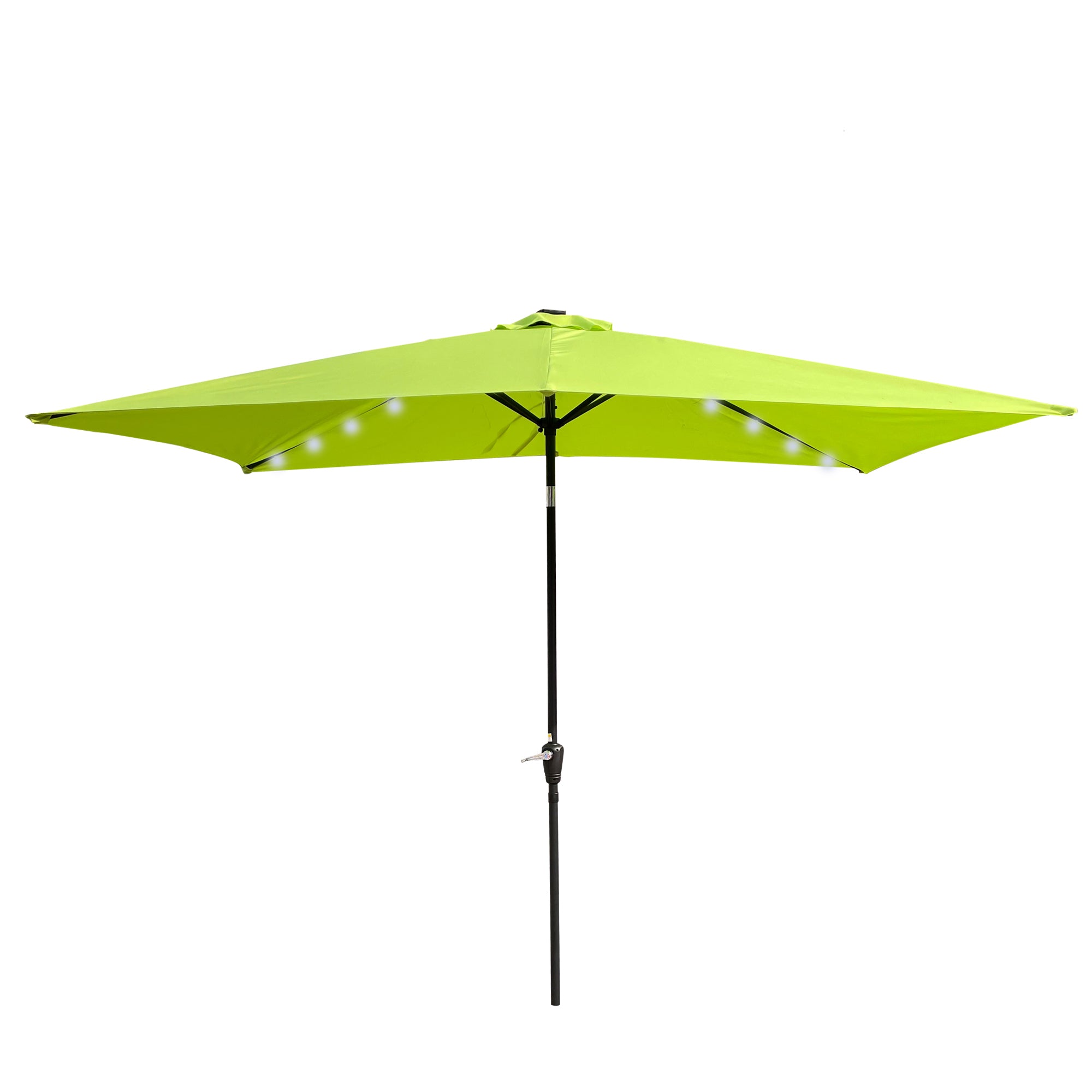 10 ft. x 6.5 ft. Outdoor Patio Rectangular Solar LED Lighted Market Umbrellas with Crank and Push Button Tilt