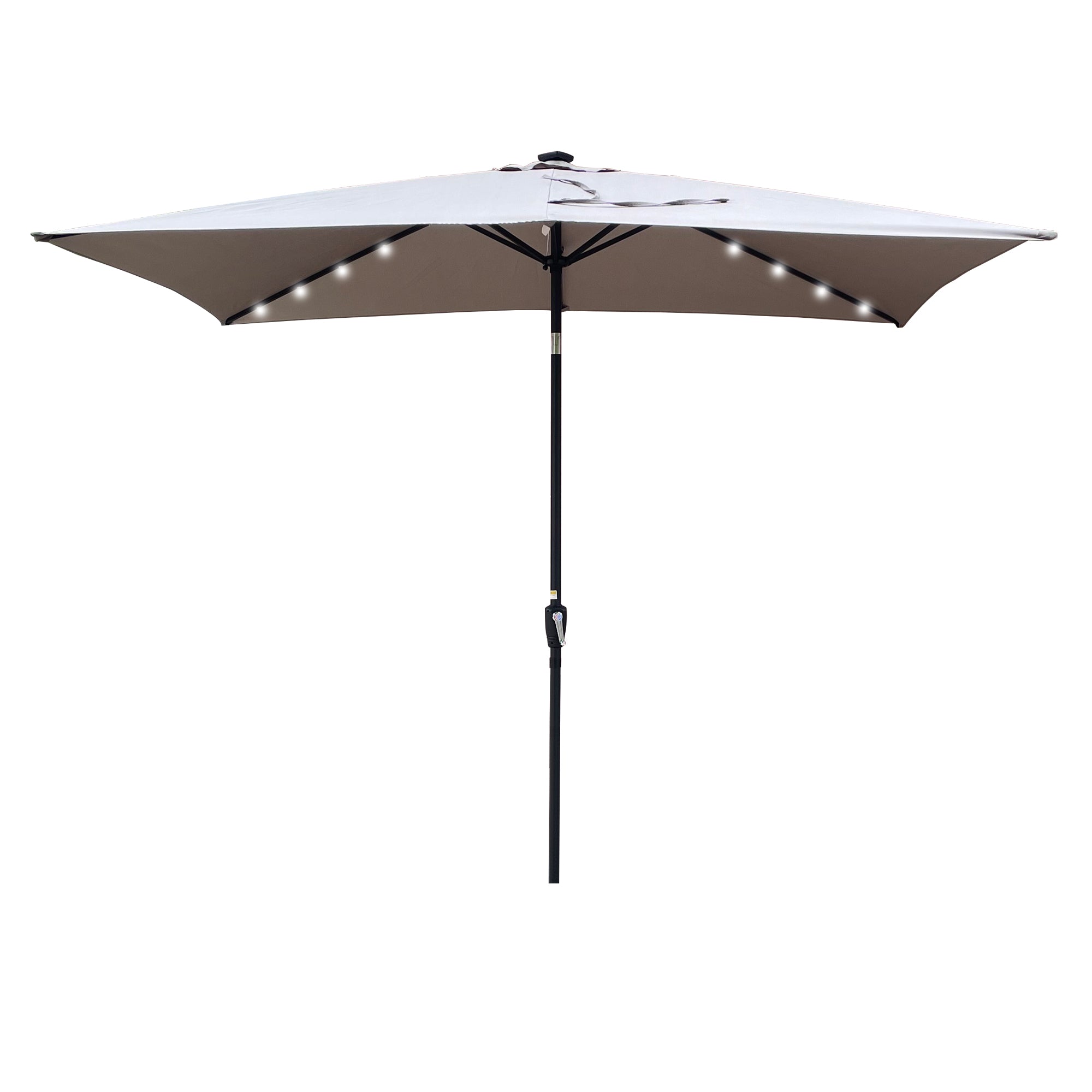 10 ft. x 6.5 ft. Outdoor Patio Rectangular Solar LED Lighted Market Umbrellas with Crank and Push Button Tilt