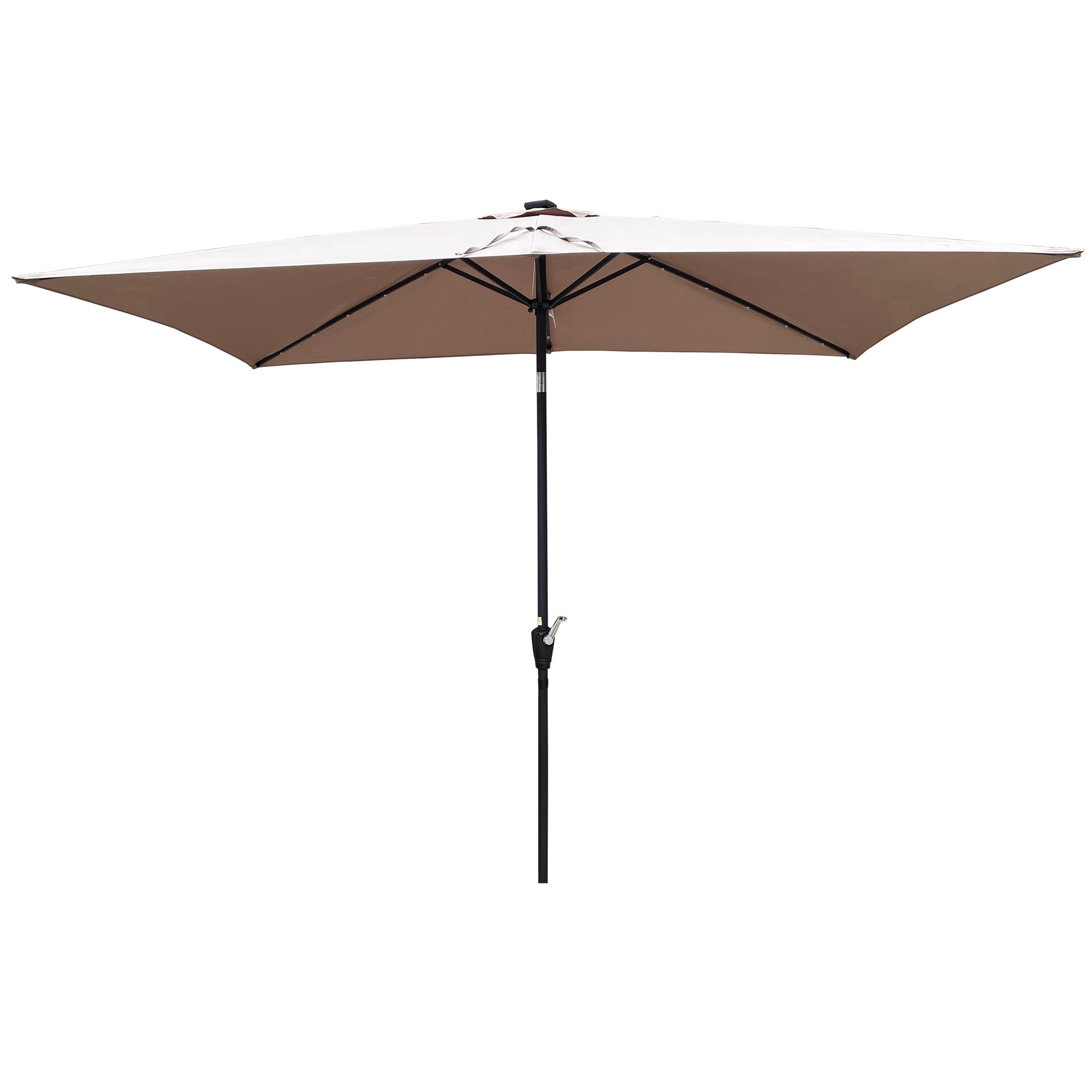 10 ft. x 6.5 ft. Outdoor Patio Rectangular Solar LED Lighted Market Umbrellas with Crank and Push Button Tilt