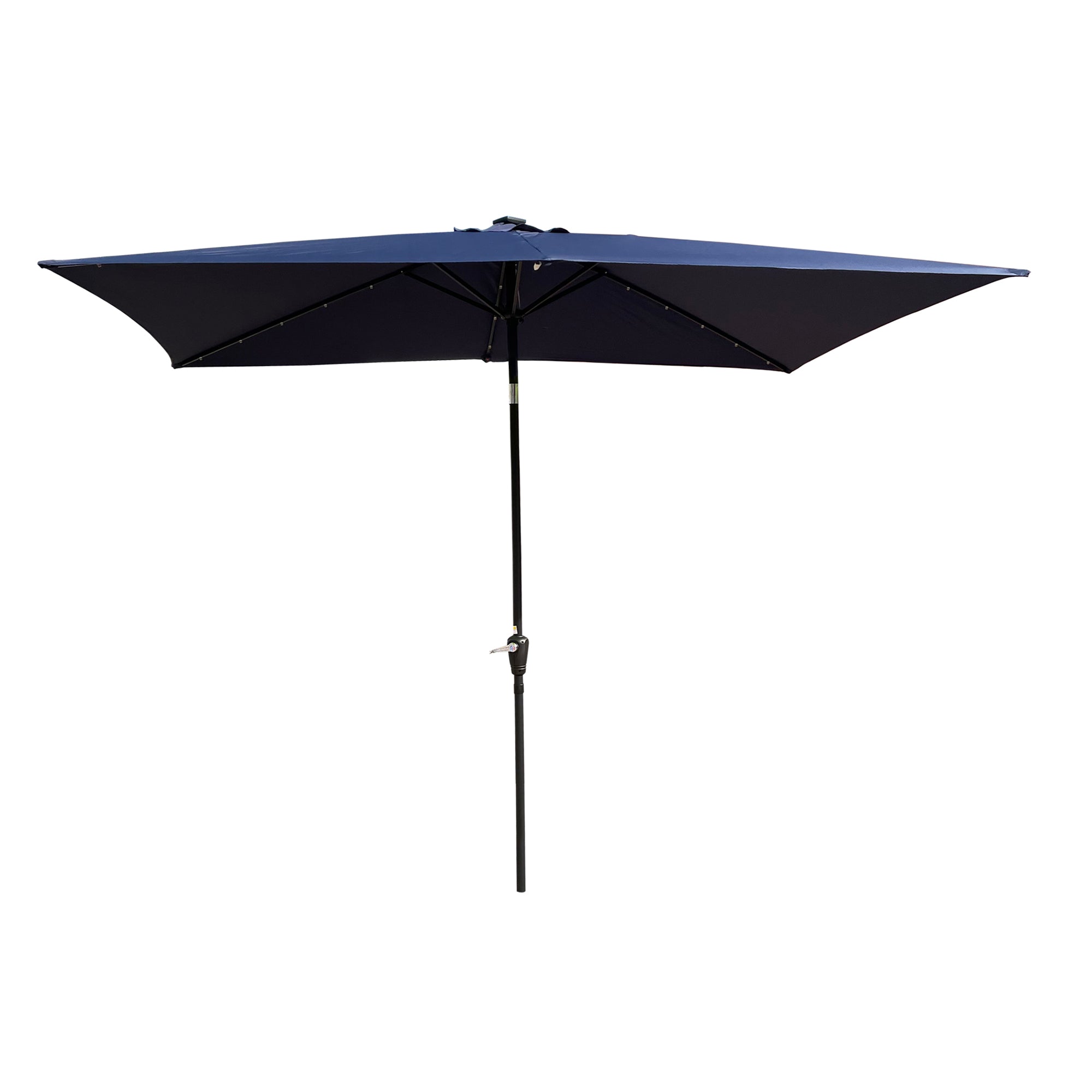 10 ft. x 6.5 ft. Outdoor Patio Rectangular Solar LED Lighted Market Umbrellas with Crank and Push Button Tilt