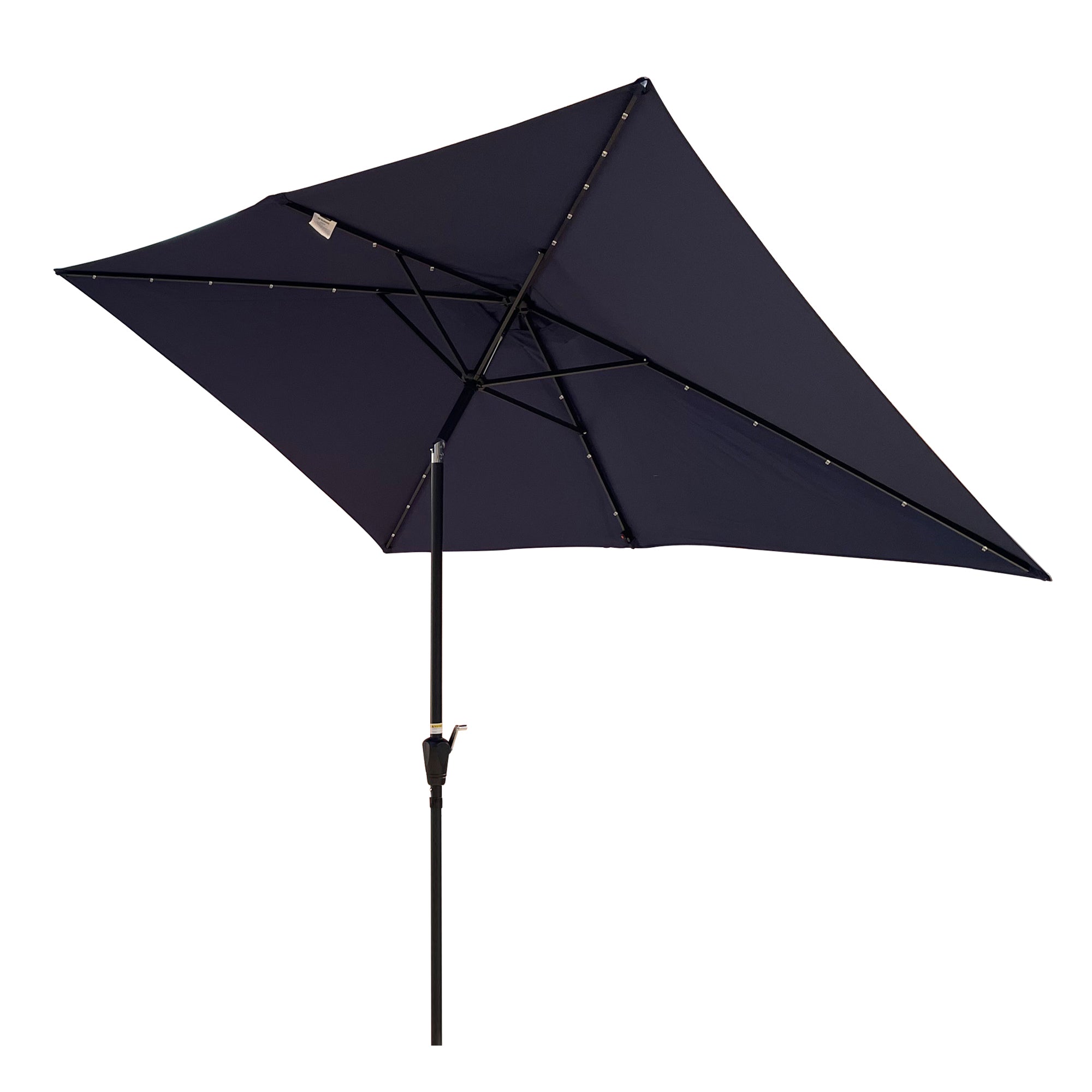 10 ft. x 6.5 ft. Outdoor Patio Rectangular Solar LED Lighted Market Umbrellas with Crank and Push Button Tilt