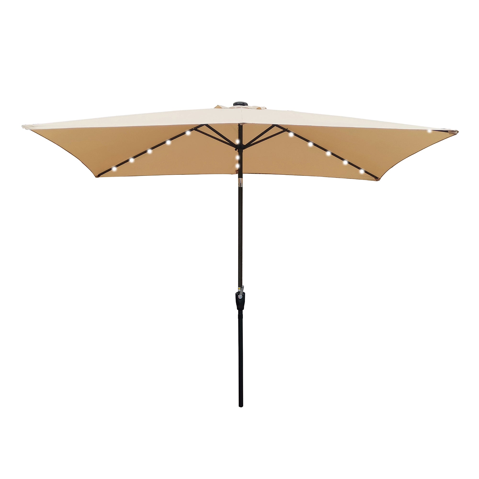 10 ft. x 6.5 ft. Outdoor Patio Rectangular Solar LED Lighted Market Umbrellas with Crank and Push Button Tilt