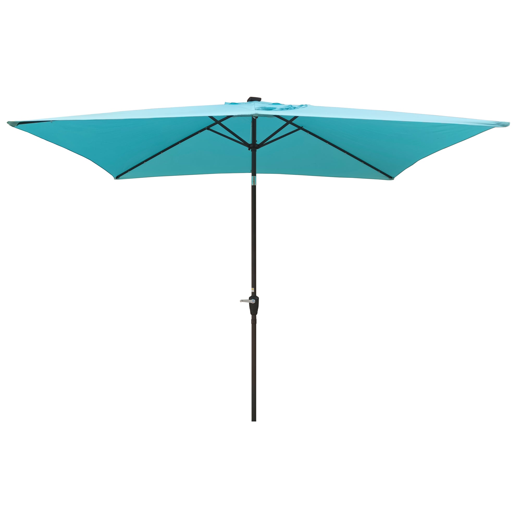 10 ft. x 6.5 ft. Outdoor Patio Rectangular Solar LED Lighted Market Umbrellas with Crank and Push Button Tilt