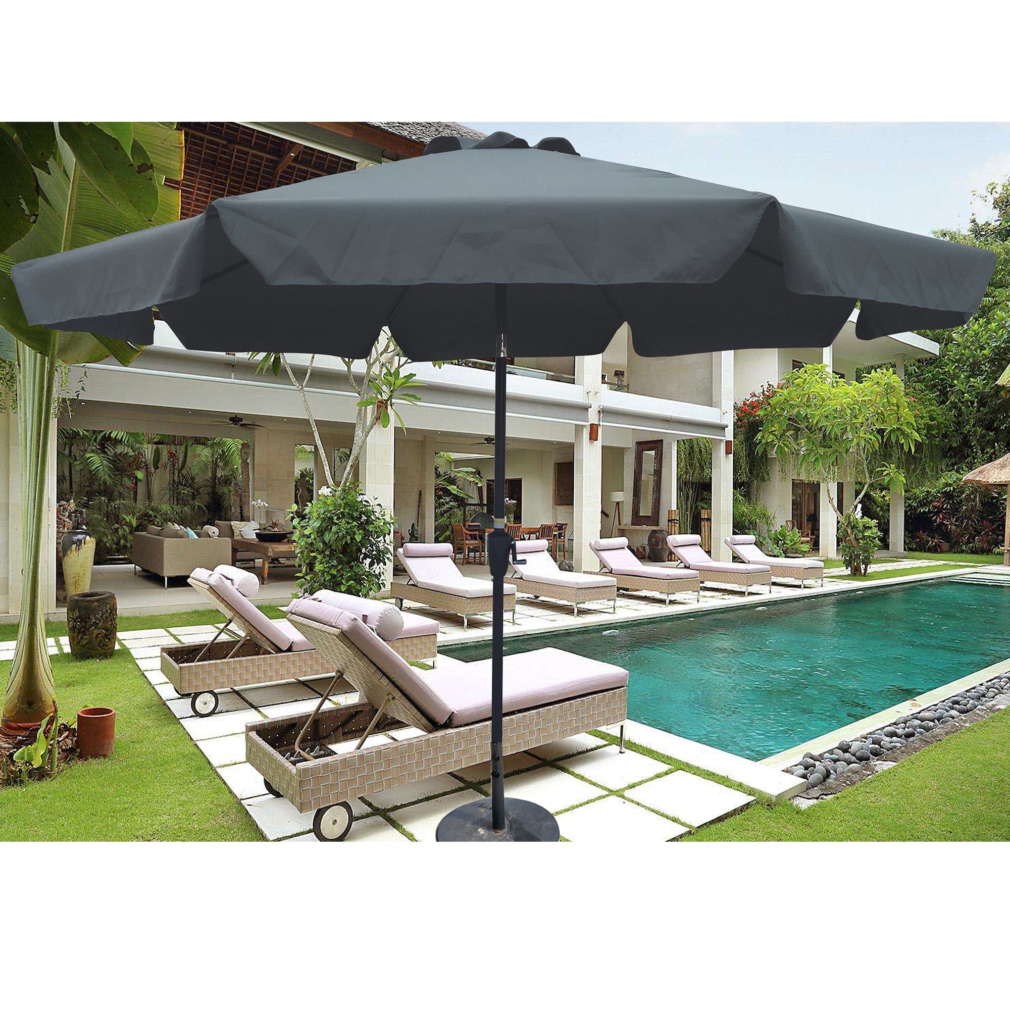 10 ft. Outdoor Patio Umbrella with 8pcs ribs and crank with Push Button Tilt