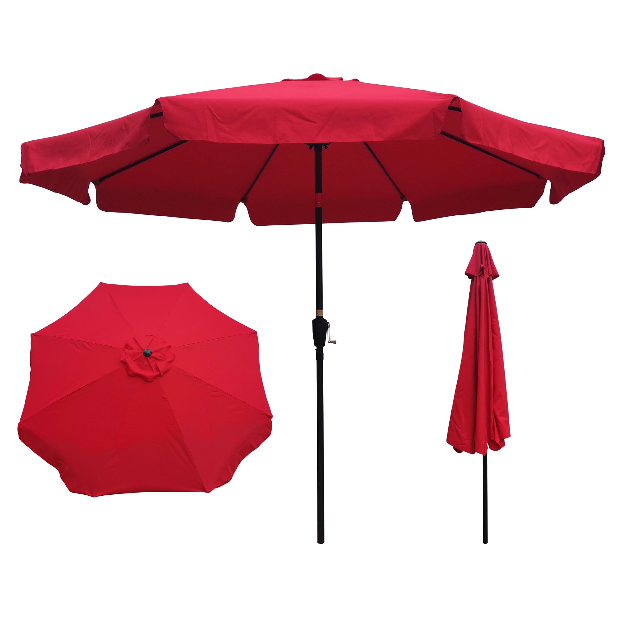 10 ft. Outdoor Patio Umbrella with 8pcs ribs and crank with Push Button Tilt