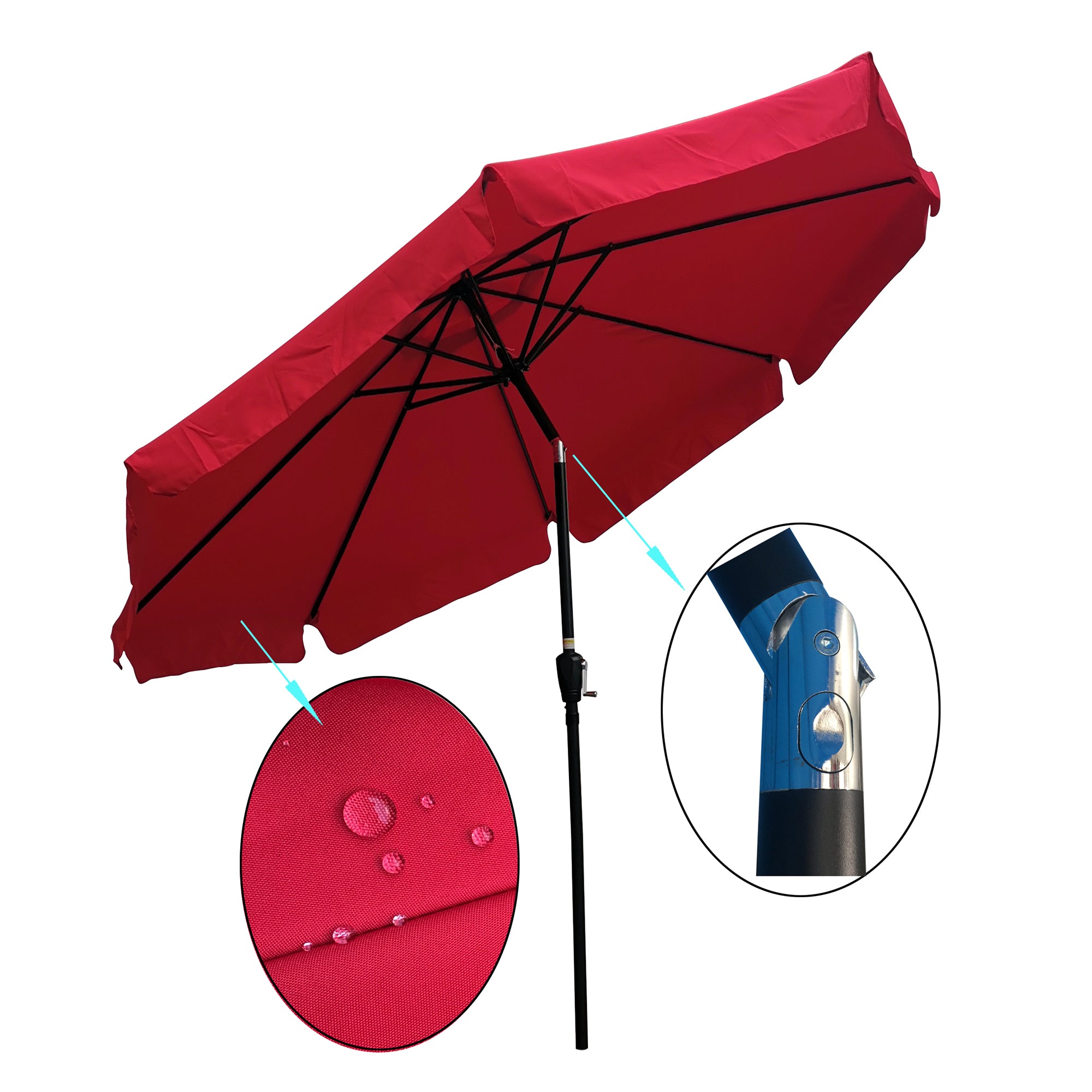 10 ft. Outdoor Patio Umbrella with 8pcs ribs and crank with Push Button Tilt