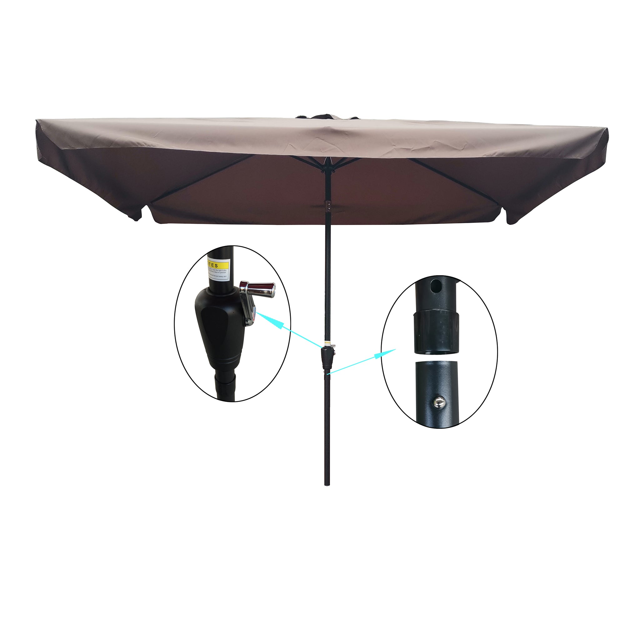 10' x 6.5' Outdoor Patio Waterproof Umbrella with Crank and Push Button Tilt