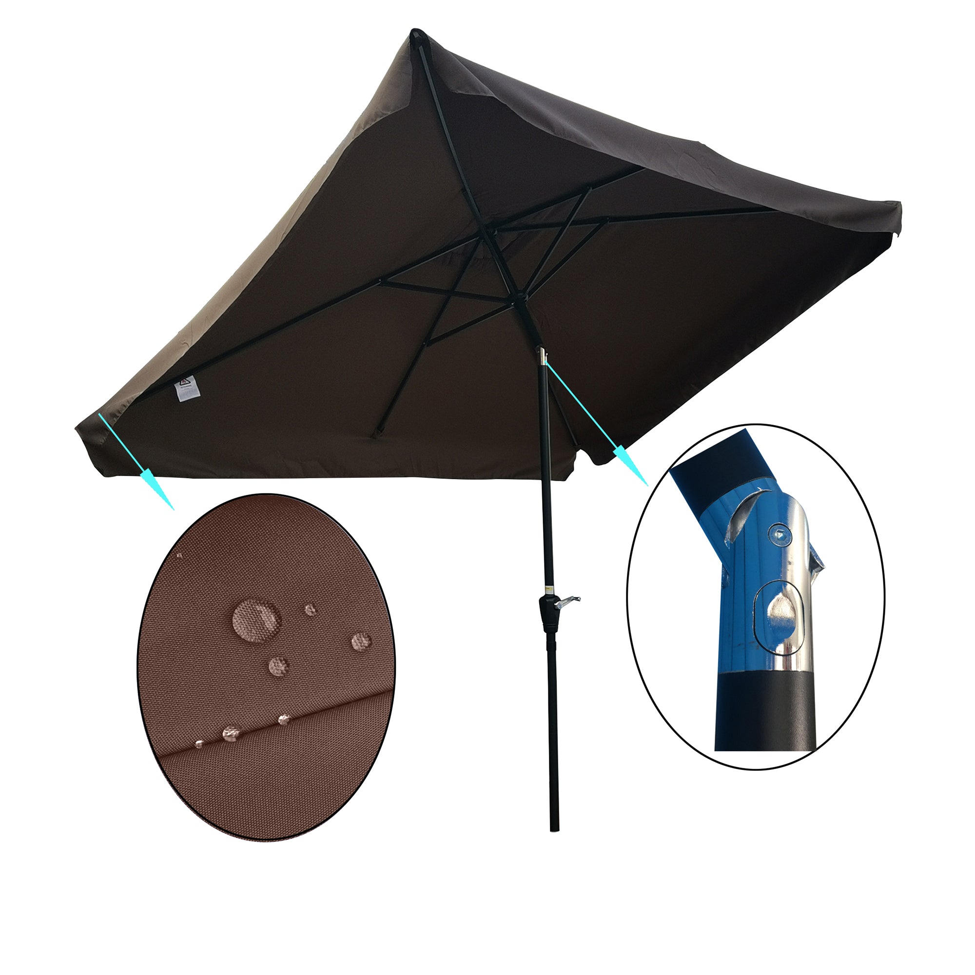 10' x 6.5' Outdoor Patio Waterproof Umbrella with Crank and Push Button Tilt