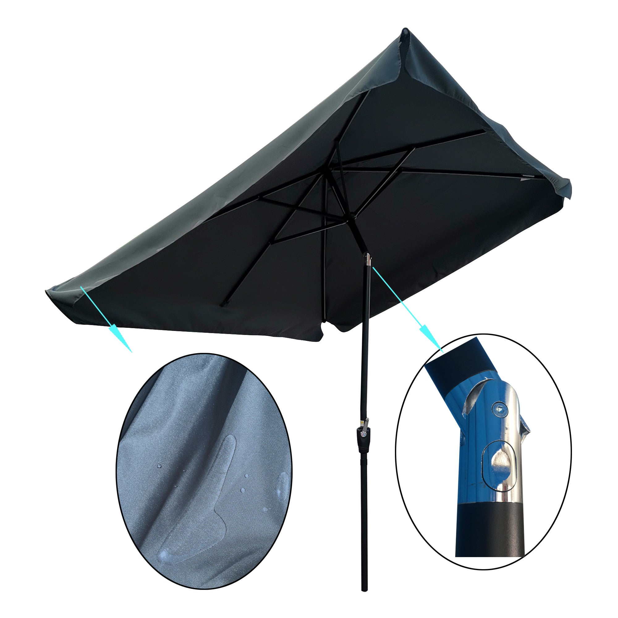 10' x 6.5' Outdoor Patio Waterproof Umbrella with Crank and Push Button Tilt