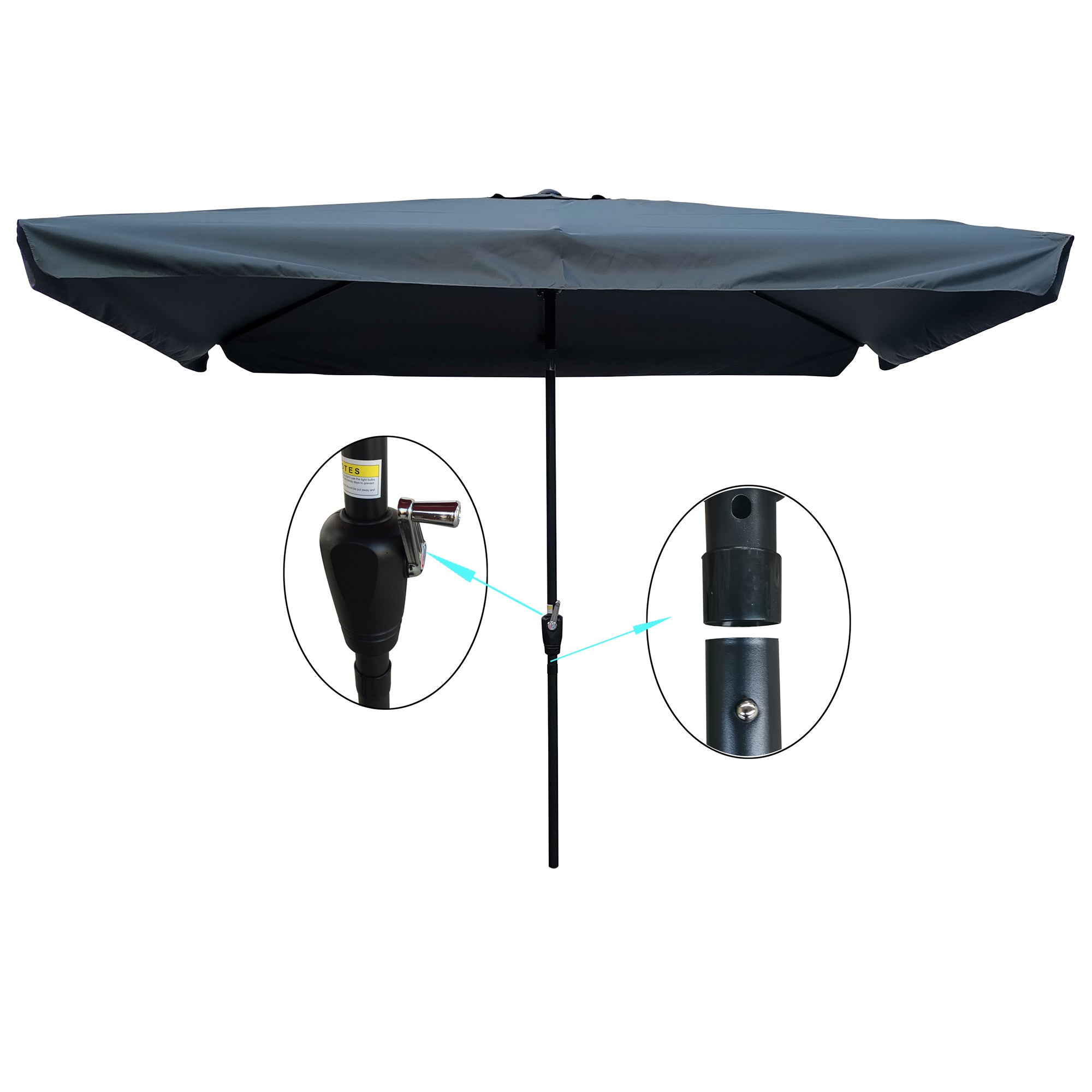 10' x 6.5' Outdoor Patio Waterproof Umbrella with Crank and Push Button Tilt