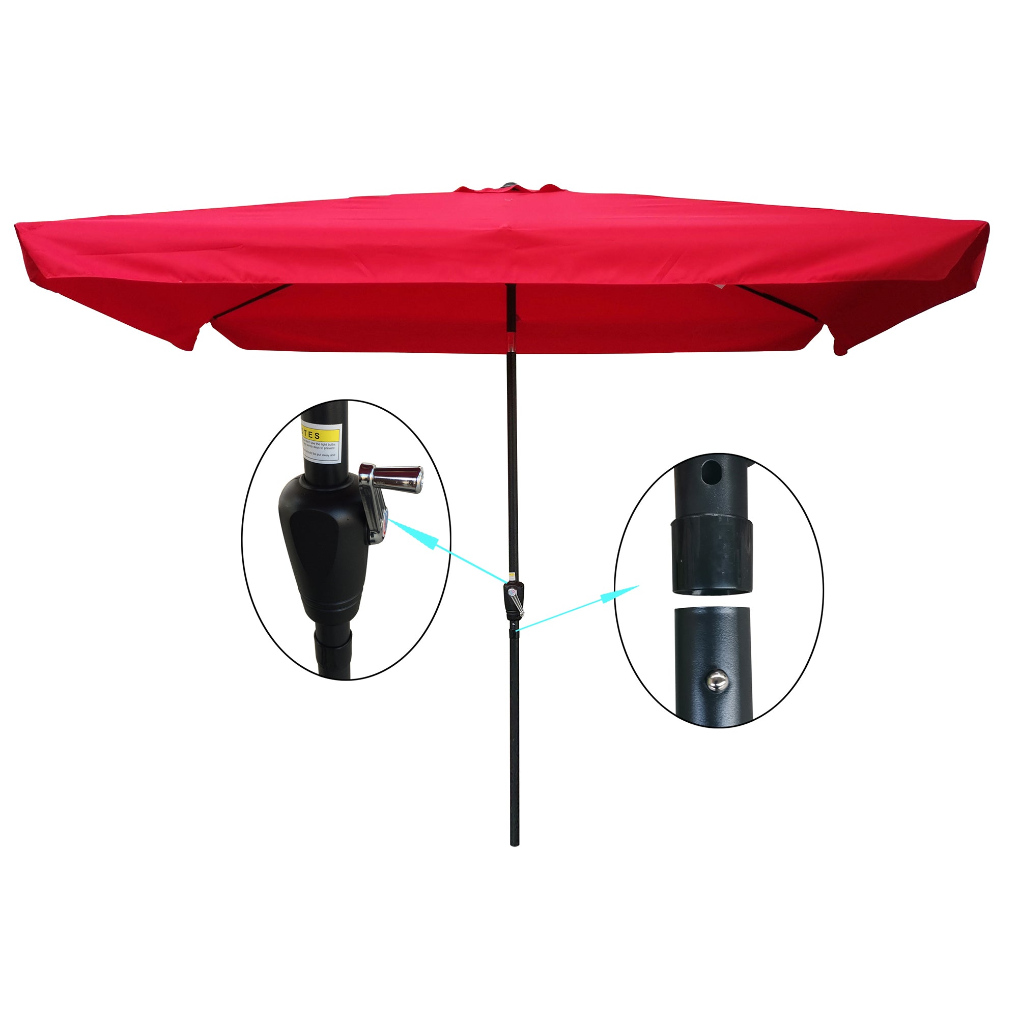 10' x 6.5' Outdoor Patio Waterproof Umbrella with Crank and Push Button Tilt