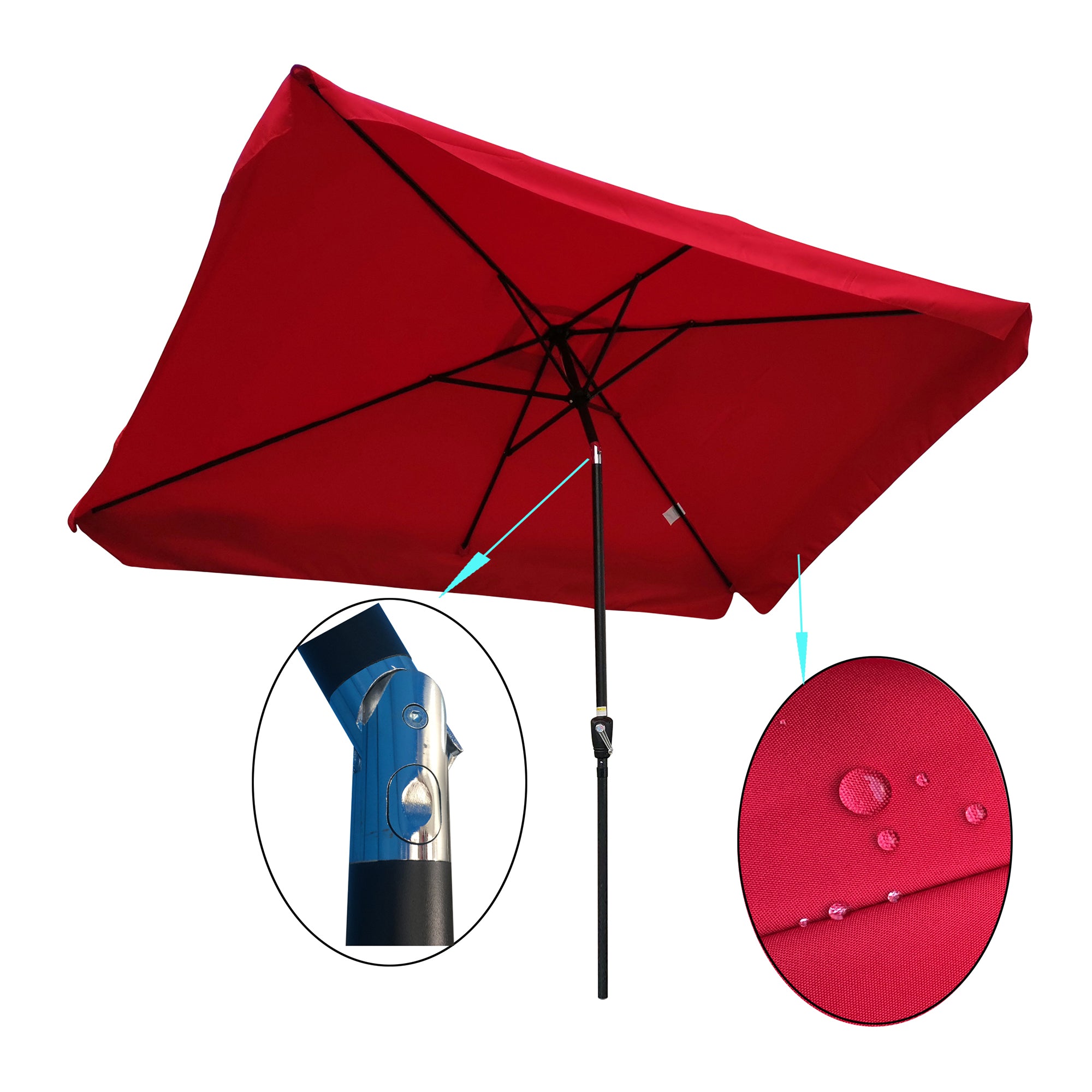 10' x 6.5' Outdoor Patio Waterproof Umbrella with Crank and Push Button Tilt