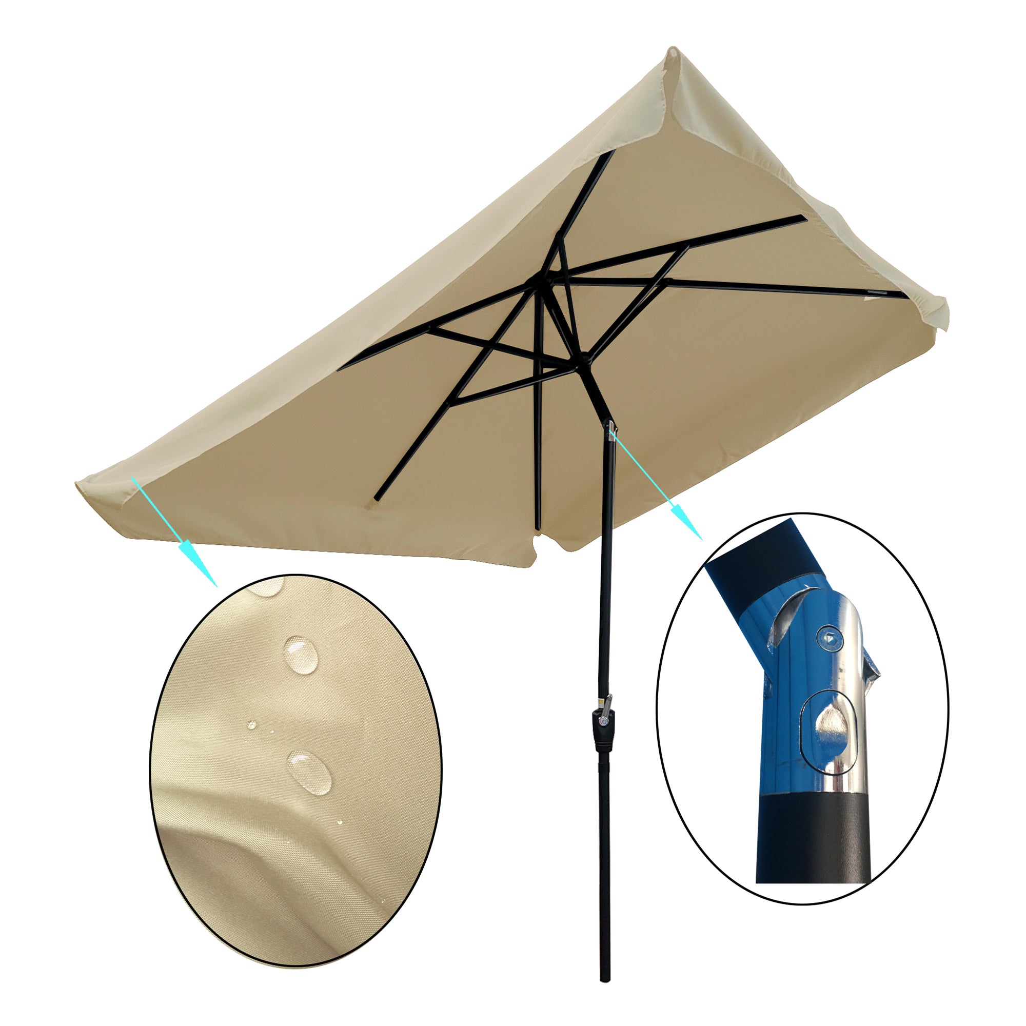 10' x 6.5' Outdoor Patio Waterproof Umbrella with Crank and Push Button Tilt