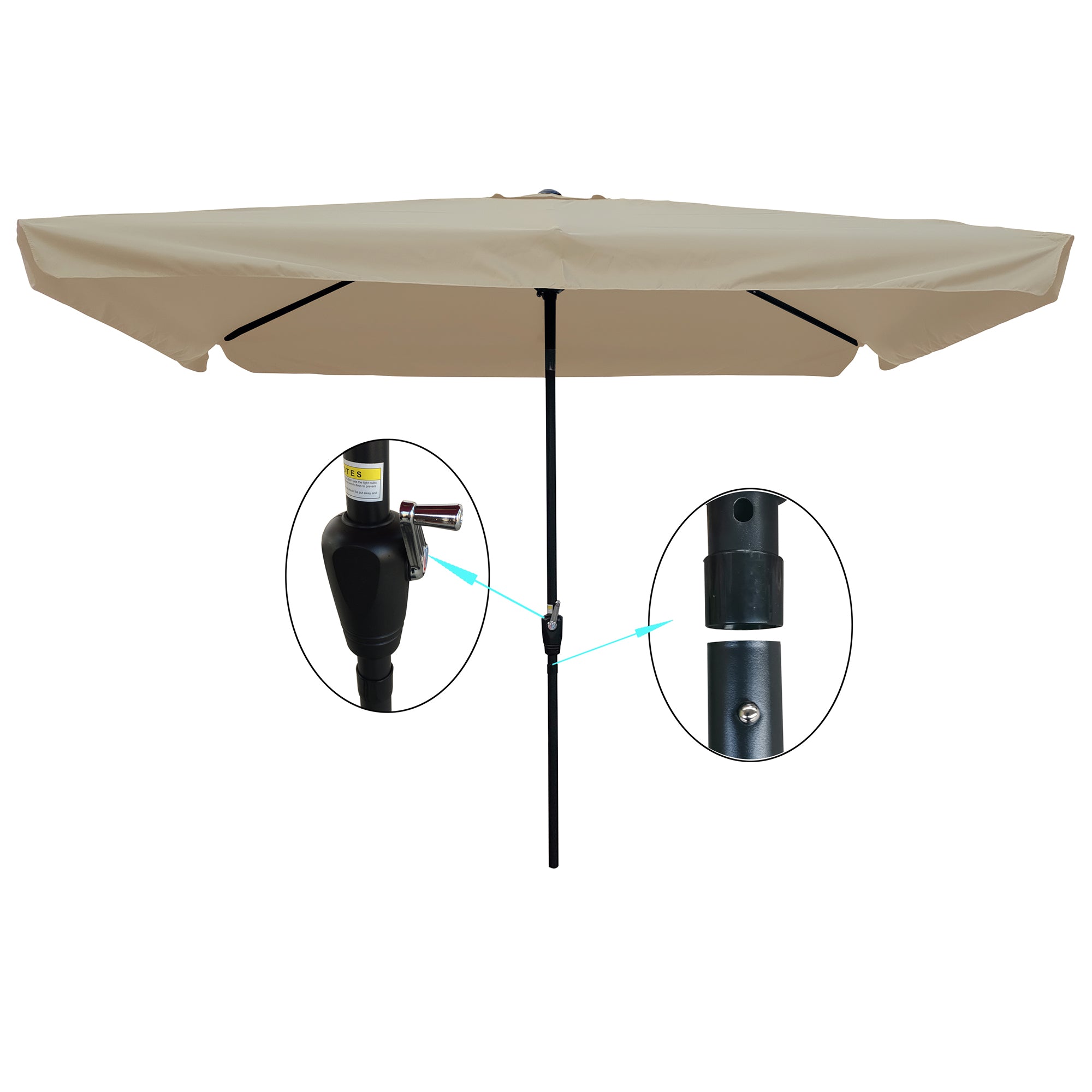 10' x 6.5' Outdoor Patio Waterproof Umbrella with Crank and Push Button Tilt