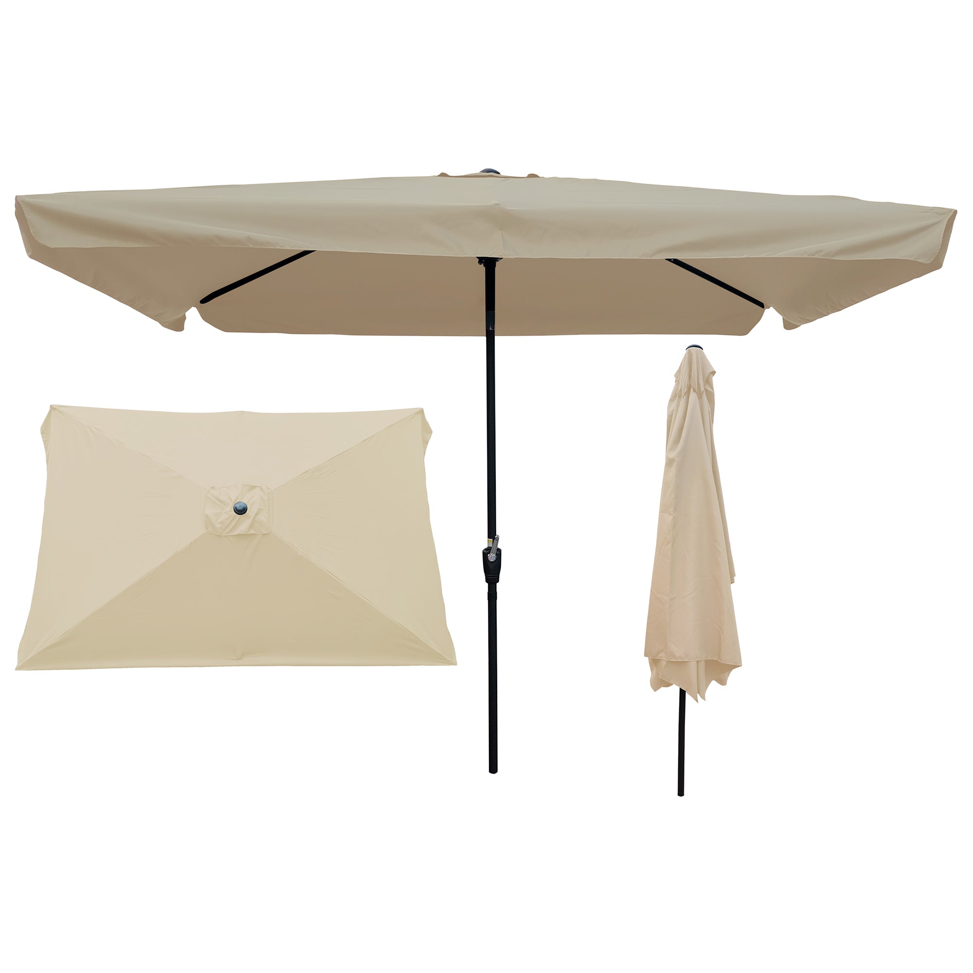 10' x 6.5' Outdoor Patio Waterproof Umbrella with Crank and Push Button Tilt