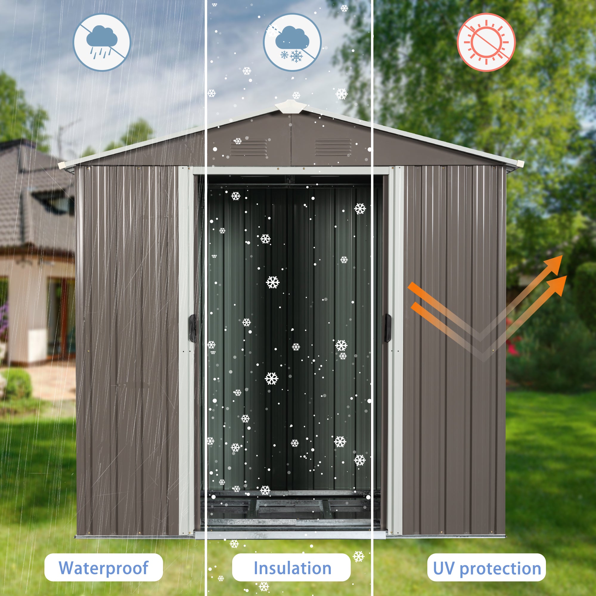 6 ft. W x 4 ft. D Outdoor Metal Storage Shed with Sliding Door (24 sq. ft.) BOWWCSTG01GR