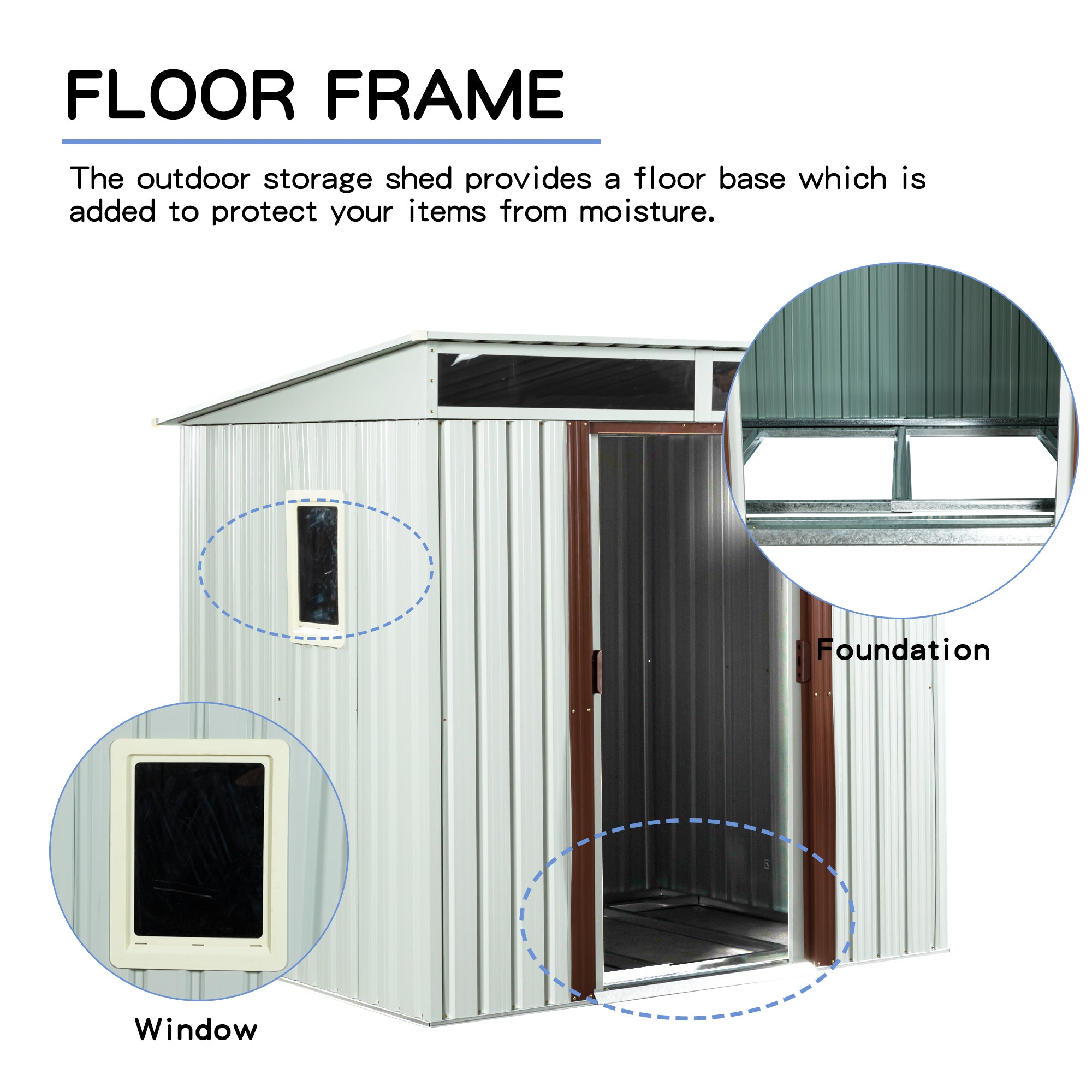 6 ft. x 5 ft. Outdoor Metal Storage Shed with Window, Sliding Door   BOWWCSTG08W