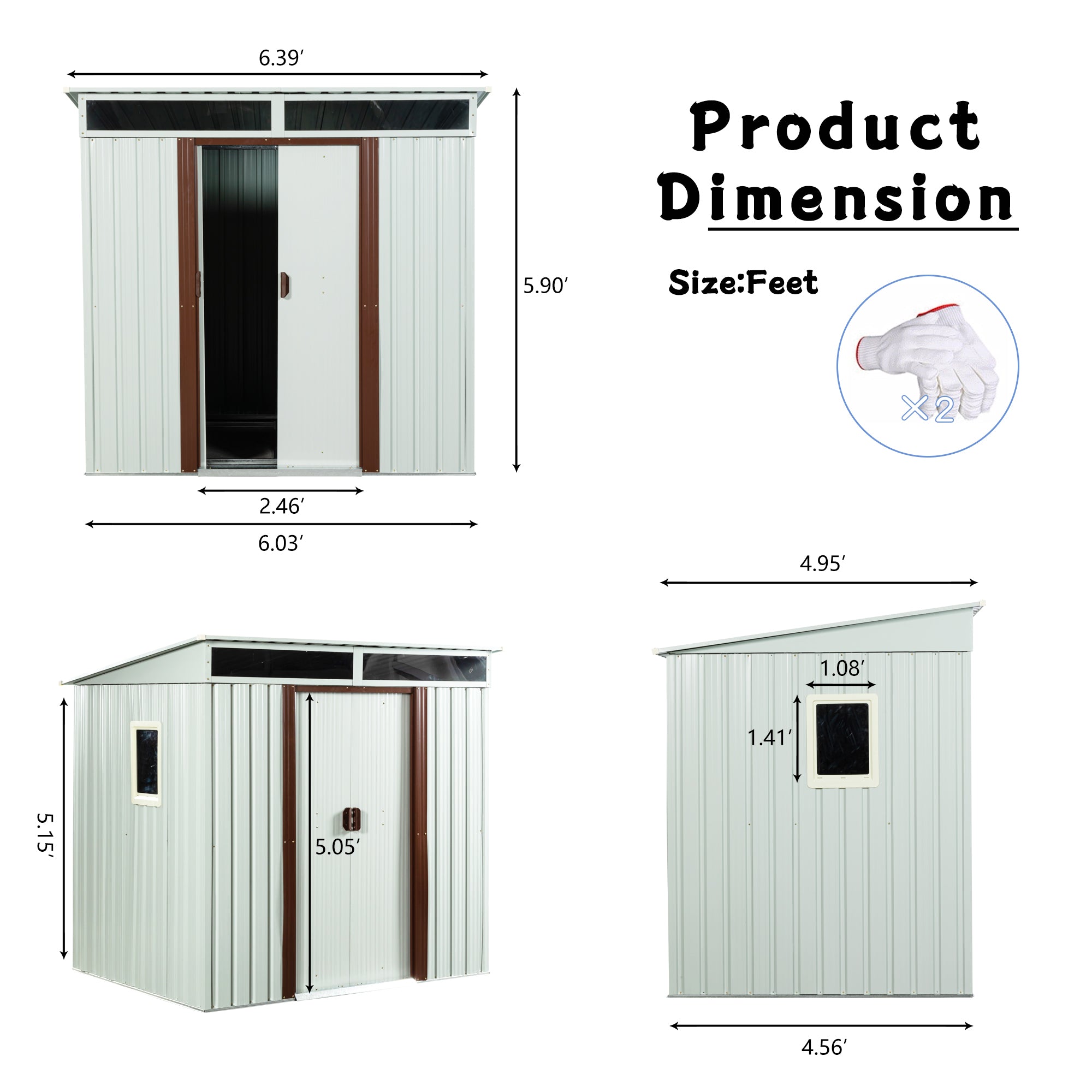 6 ft. x 5 ft. Outdoor Metal Storage Shed with Window, Sliding Door   BOWWCSTG08W