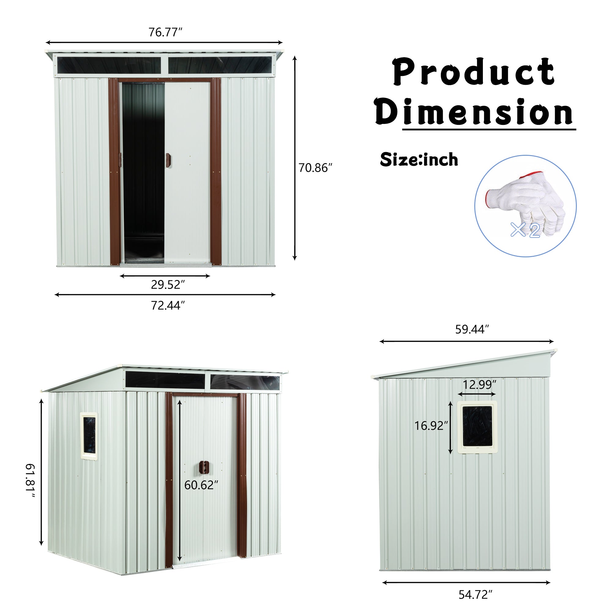 6 ft. x 5 ft. Outdoor Metal Storage Shed with Window, Sliding Door   BOWWCSTG08W