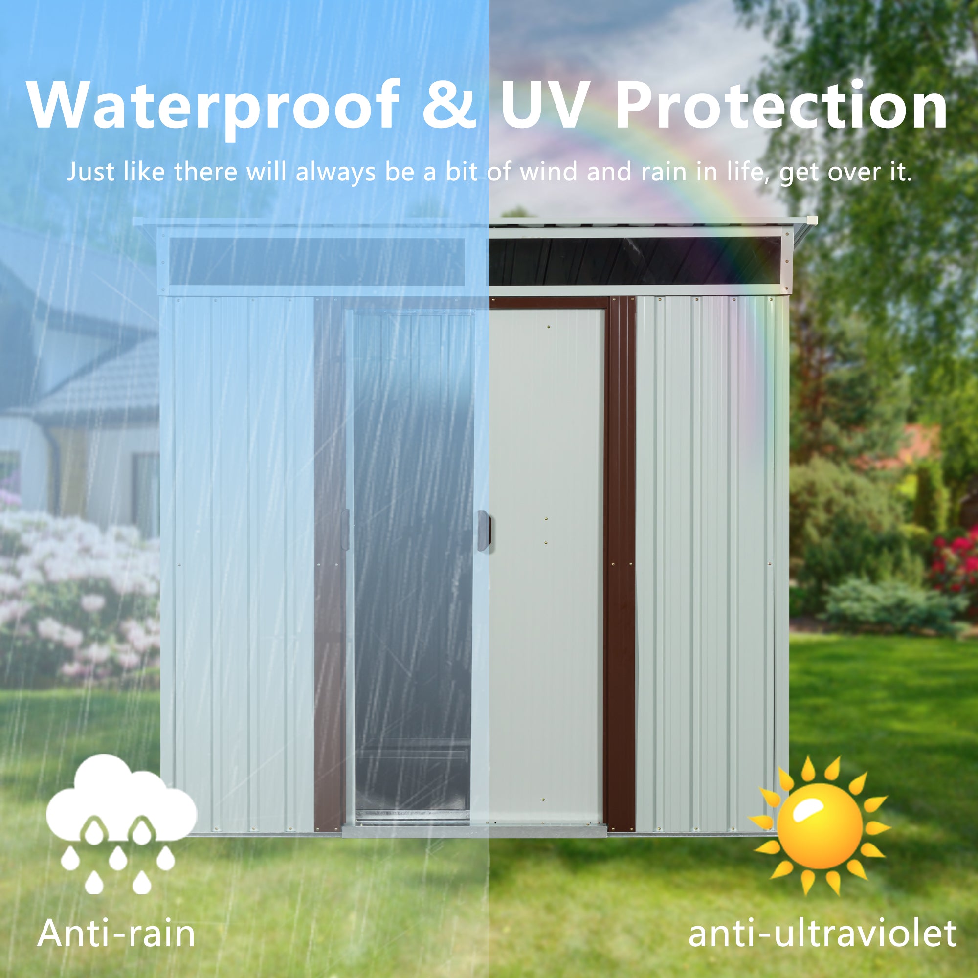 6 ft. x 5 ft. Outdoor Metal Storage Shed with Window, Sliding Door   BOWWCSTG08W