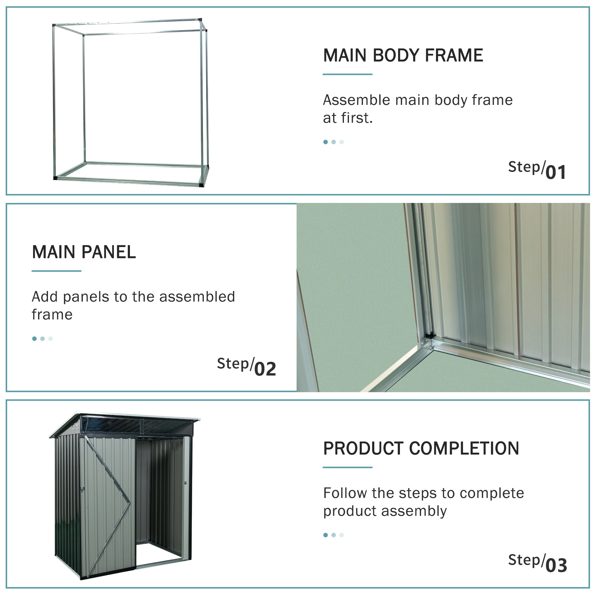 5 ft. x 3 ft. Outdoor Metal Storage Shed 15 sq. ft. with Transparent Plate