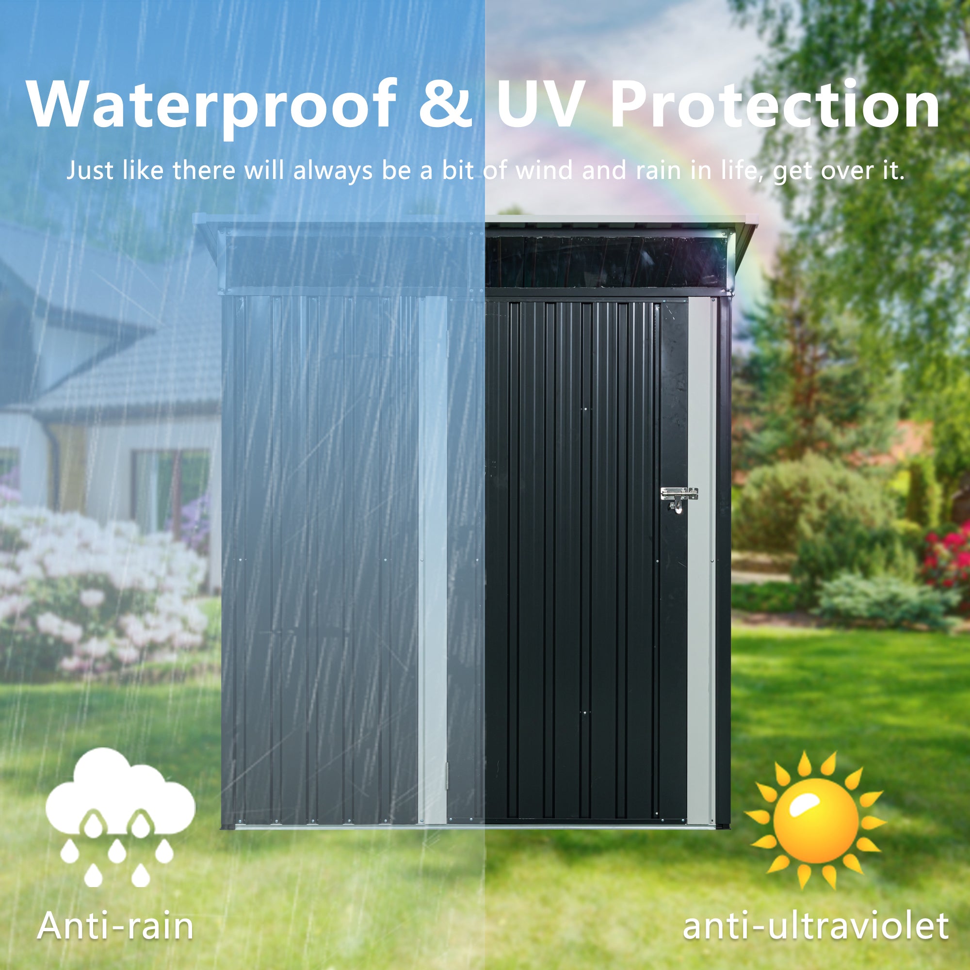 5 ft. x 3 ft. Outdoor Metal Storage Shed 15 sq. ft. with Transparent Plate