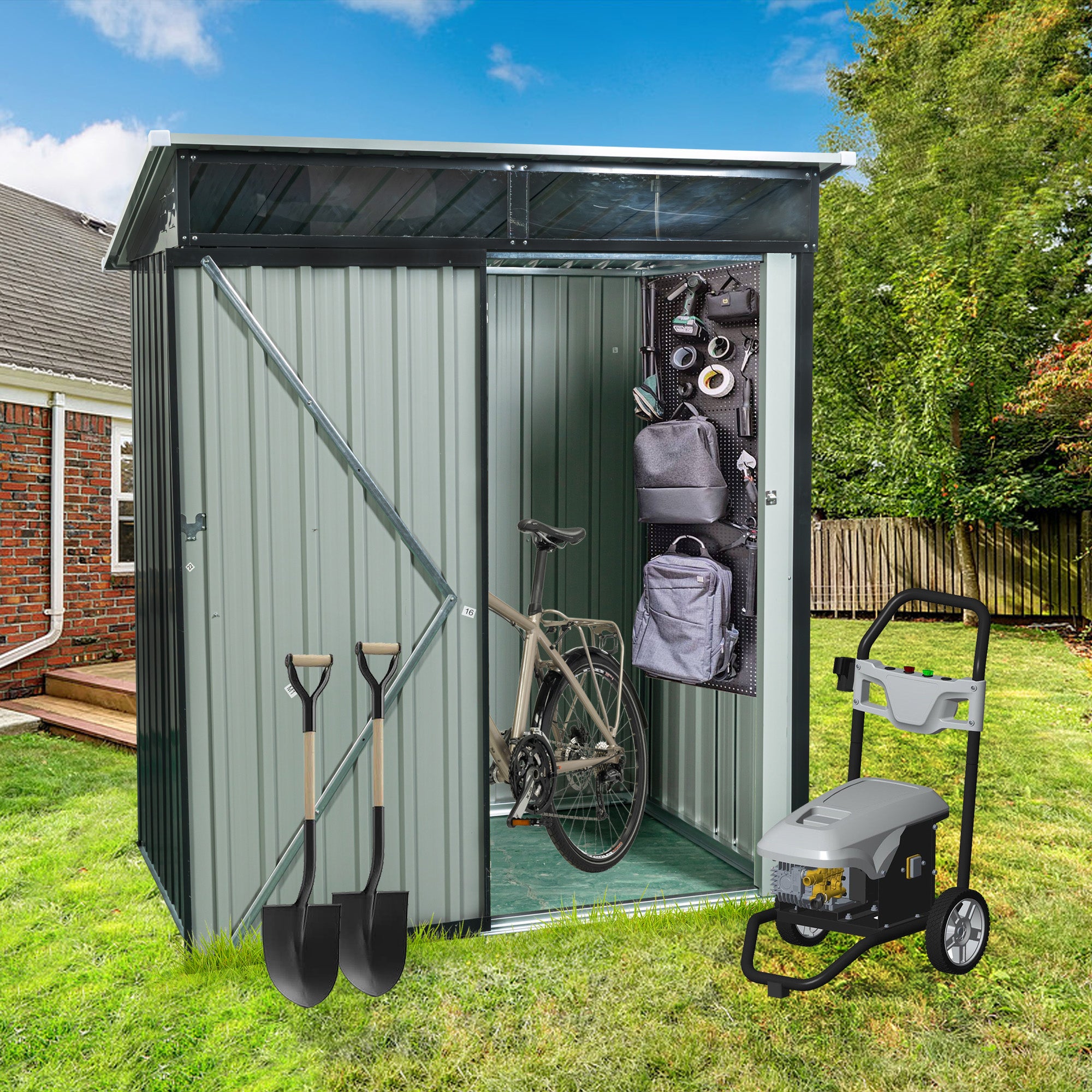 5 ft. x 3 ft. Outdoor Metal Storage Shed 15 sq. ft. with Transparent Plate