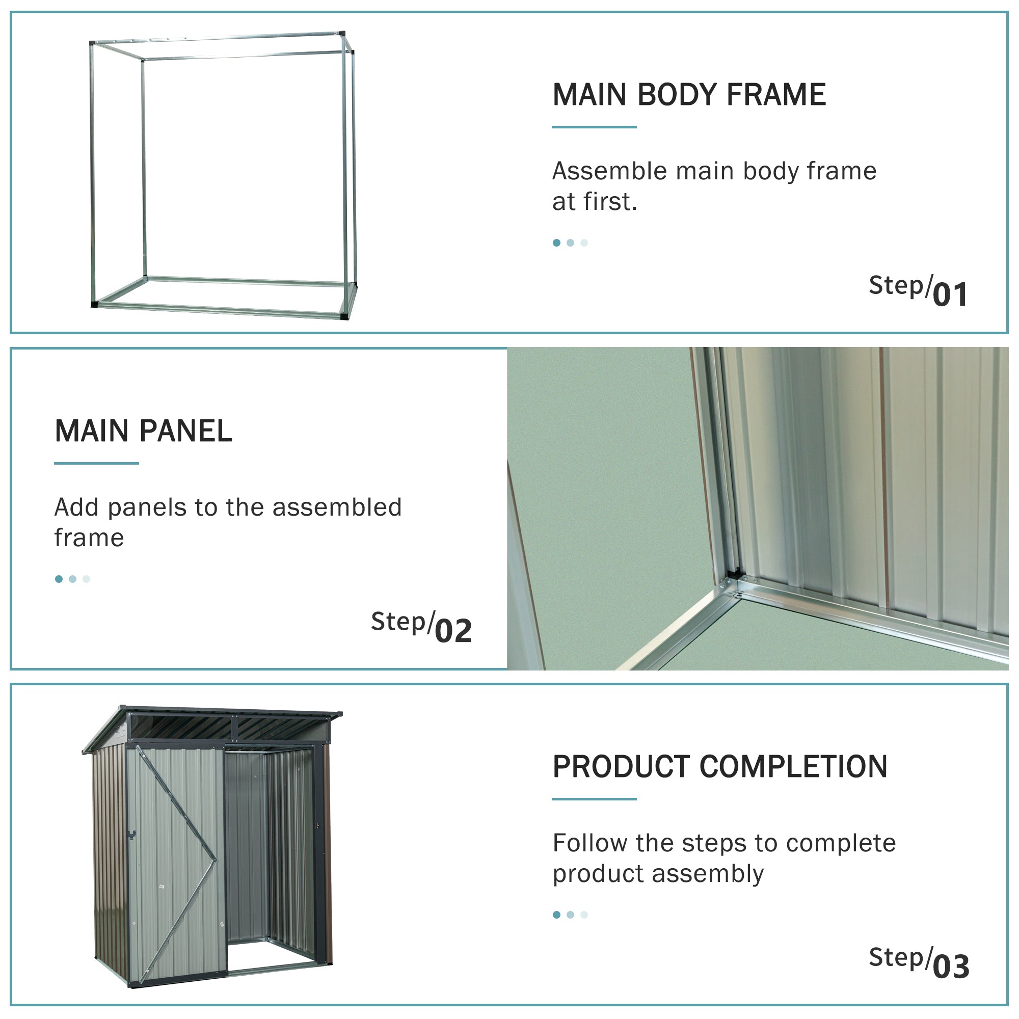 5 ft. x 3 ft. Outdoor Metal Storage Shed 15 sq. ft. with Transparent Plate