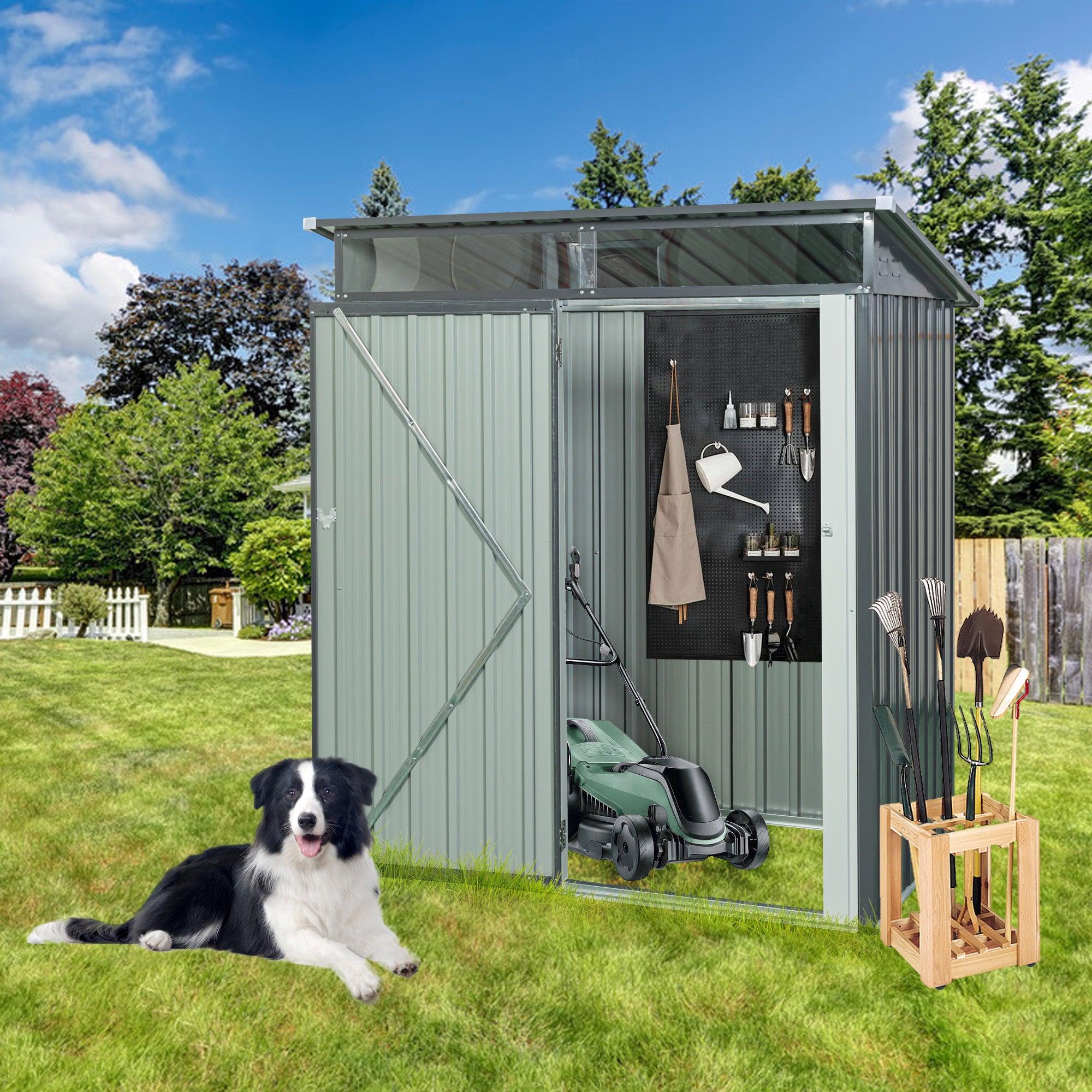 5 ft. x 3 ft. Outdoor Metal Storage Shed 15 sq. ft. with Transparent Plate