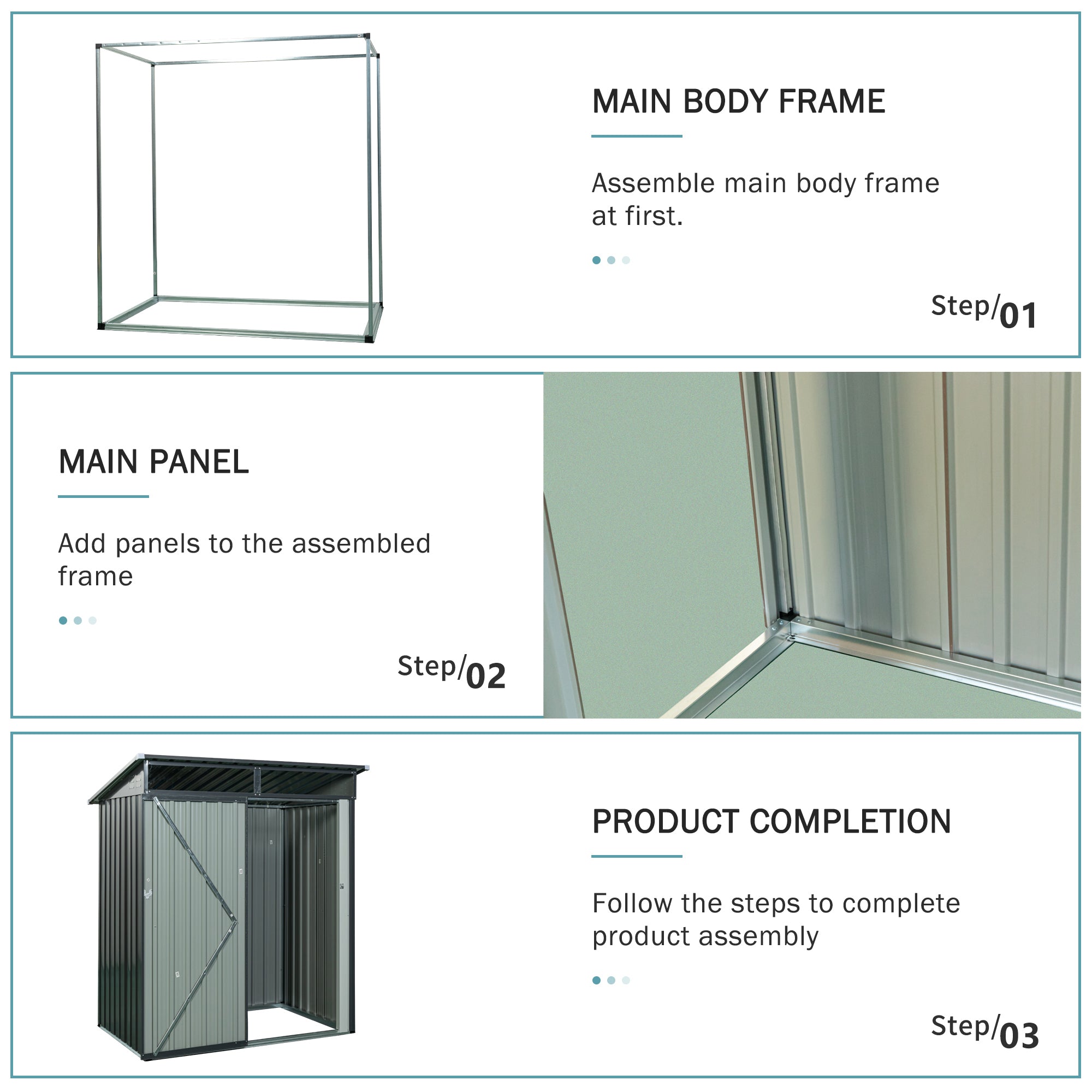 5 ft. x 3 ft. Outdoor Metal Storage Shed 15 sq. ft. with Transparent Plate