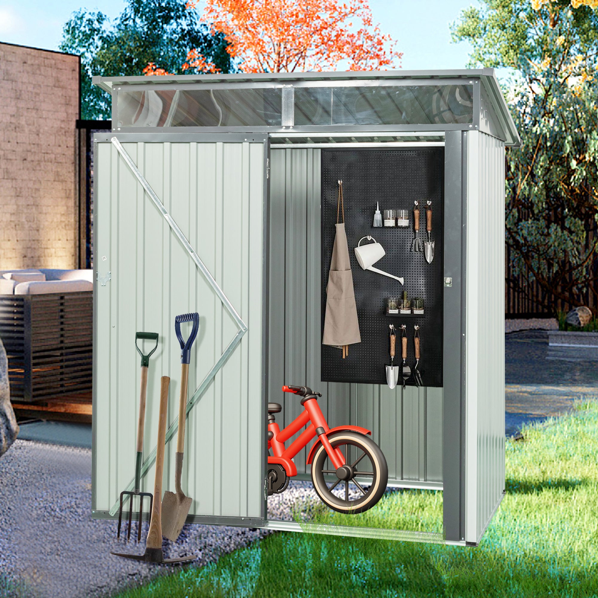 5 ft. x 3 ft. Outdoor Metal Storage Shed 15 sq. ft. with Transparent Plate
