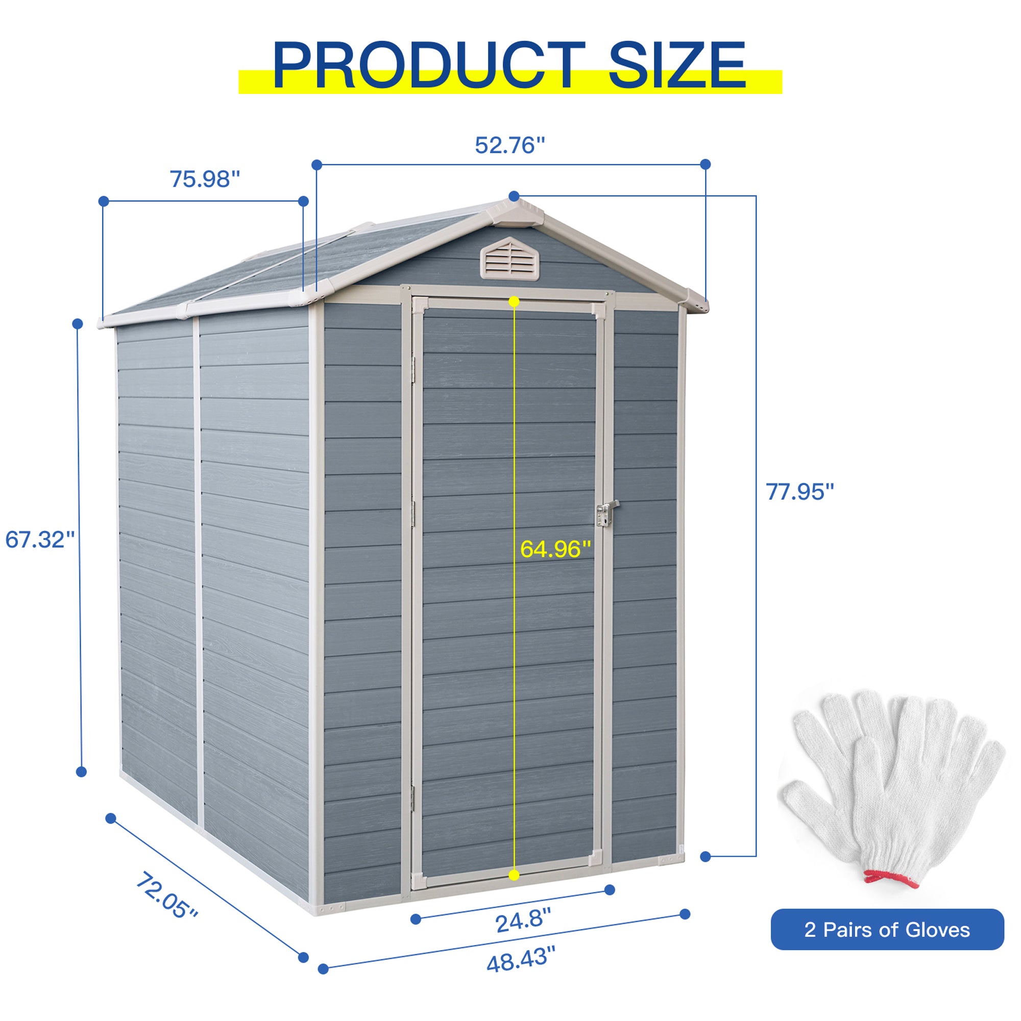 6 ft. x 4 ft. Resin Outdoor Storage Shed 24 sq. ft. in Grey with Kit-Perfect to Store Patio Furniture