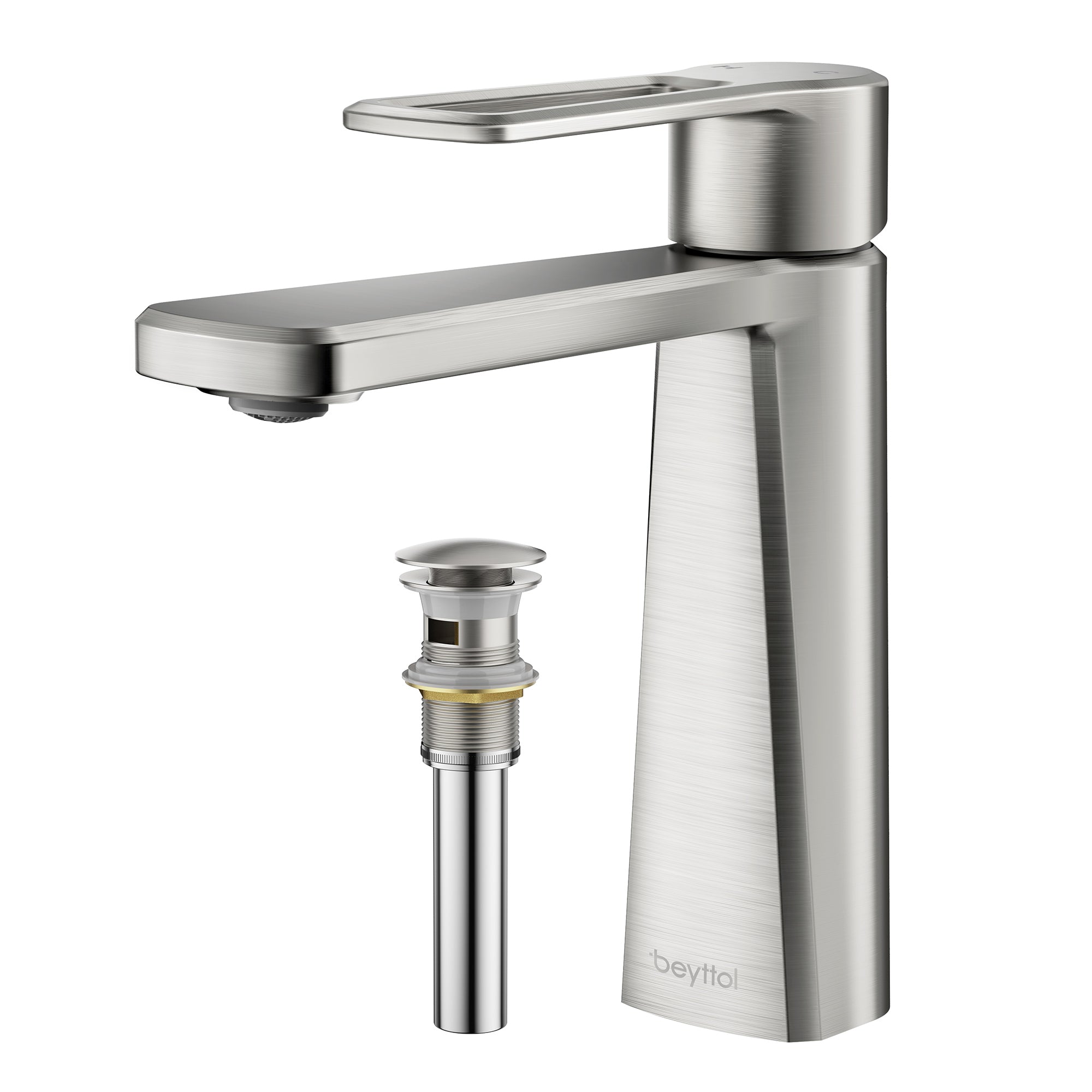 Single Handle Single Hole Brass Bathroom Faucet Set with Drainer11