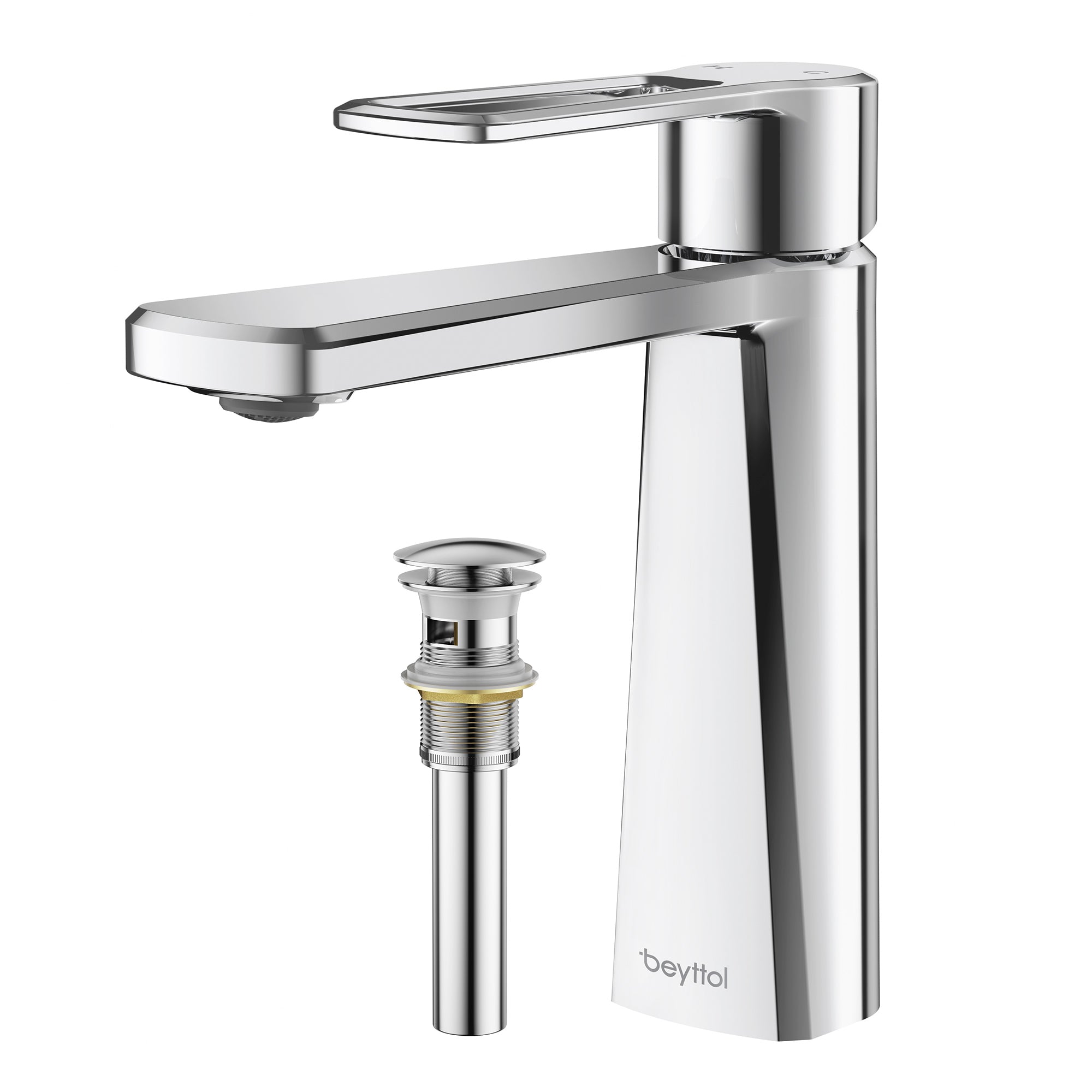 Single Handle Single Hole Brass Bathroom Faucet Set with Drainer11