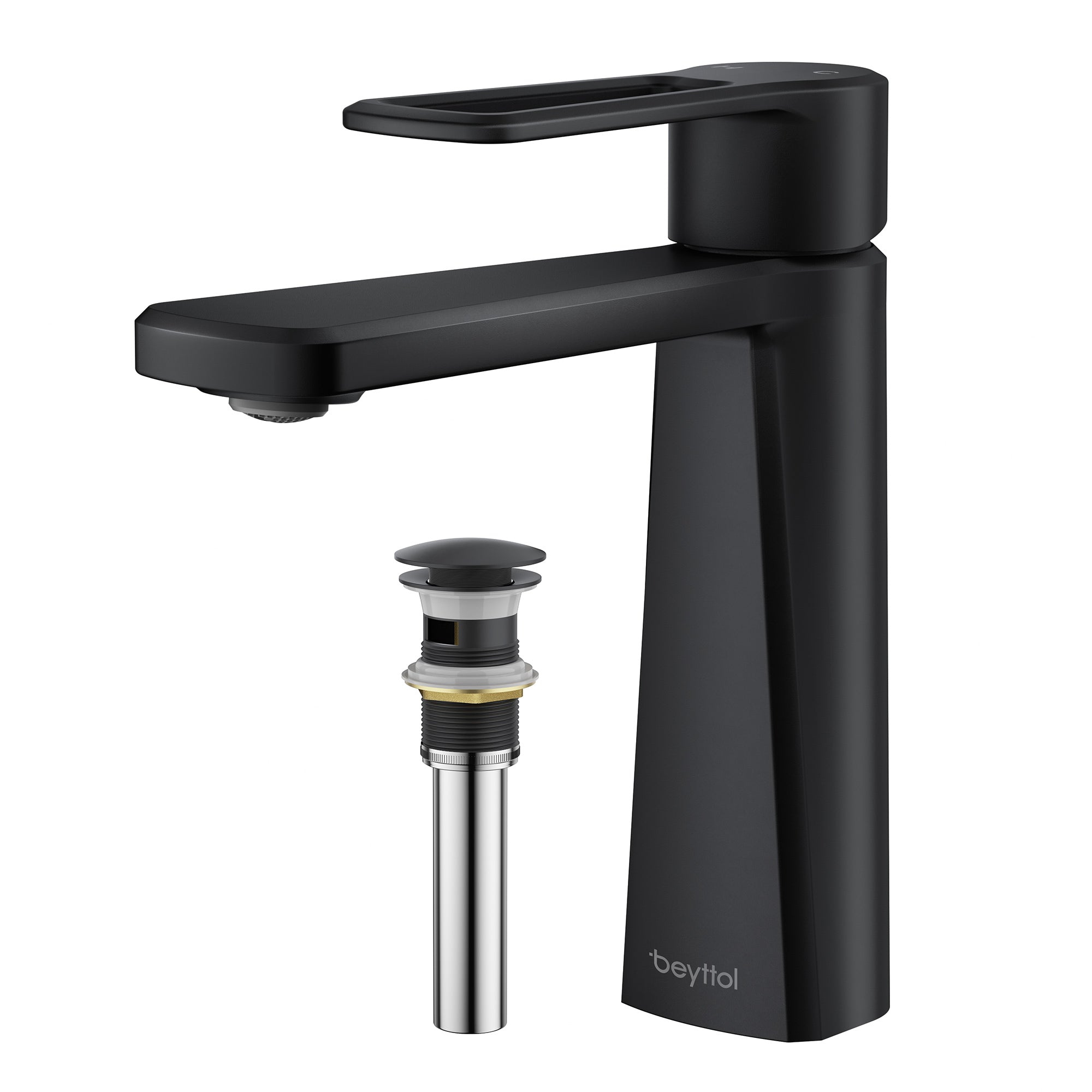 Single Handle Single Hole Brass Bathroom Faucet Set with Drainer11