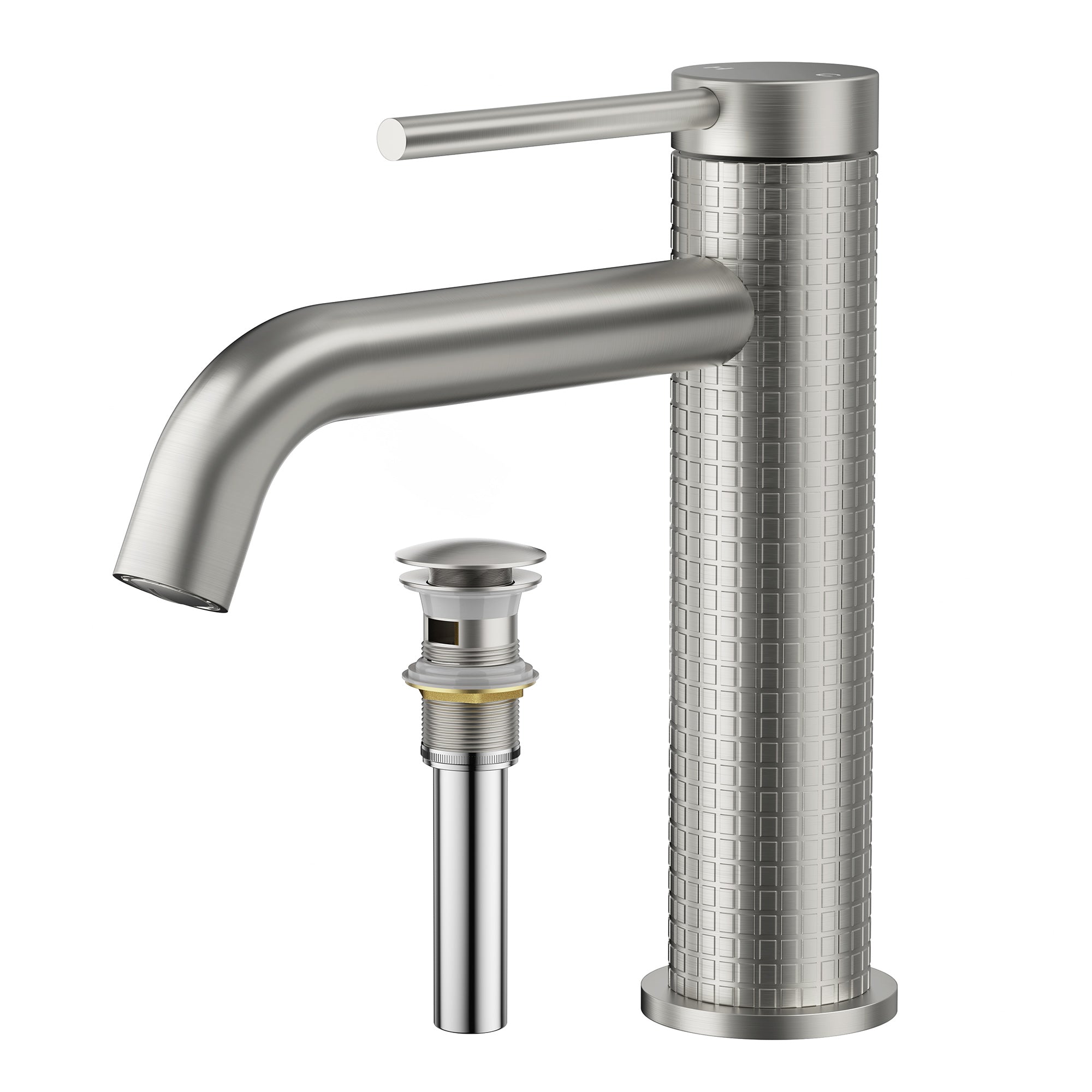 Single Handle Single Hole Brass Bathroom Faucet Set with Drainer11