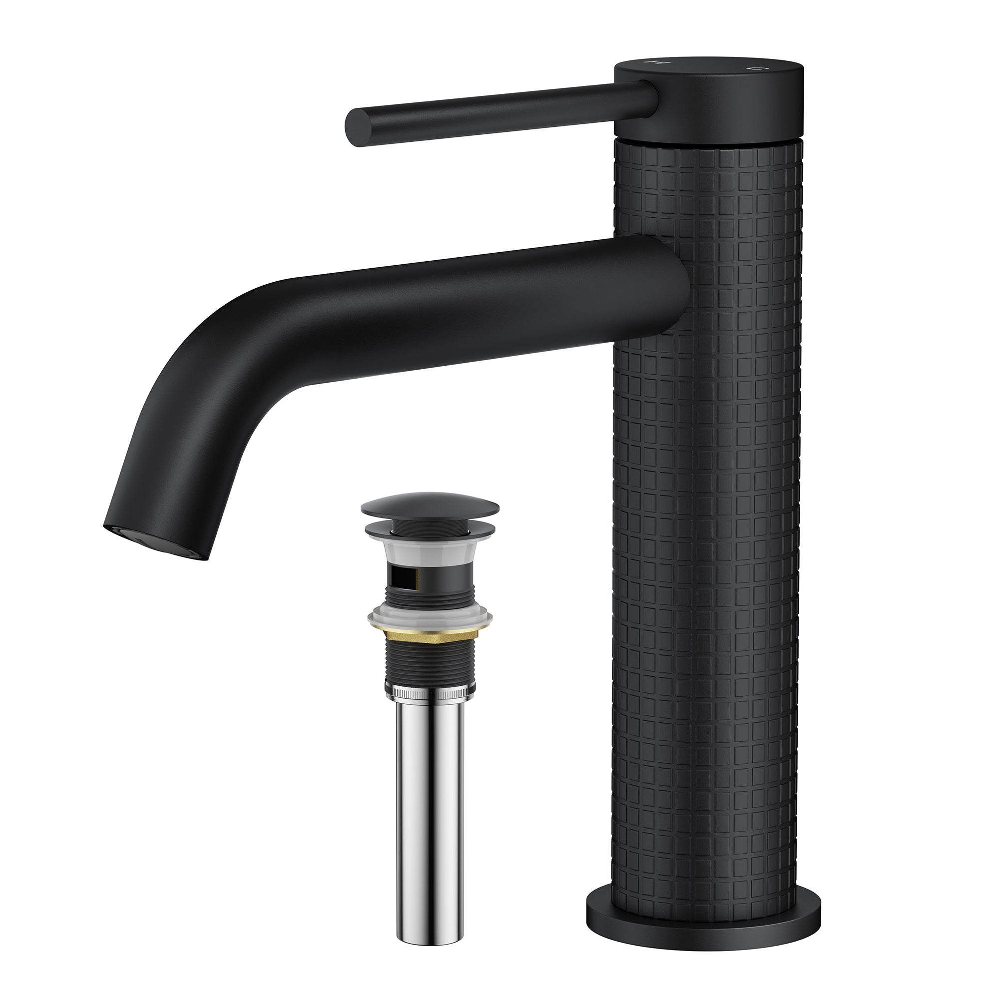 Single Handle Single Hole Brass Bathroom Faucet Set with Drainer11
