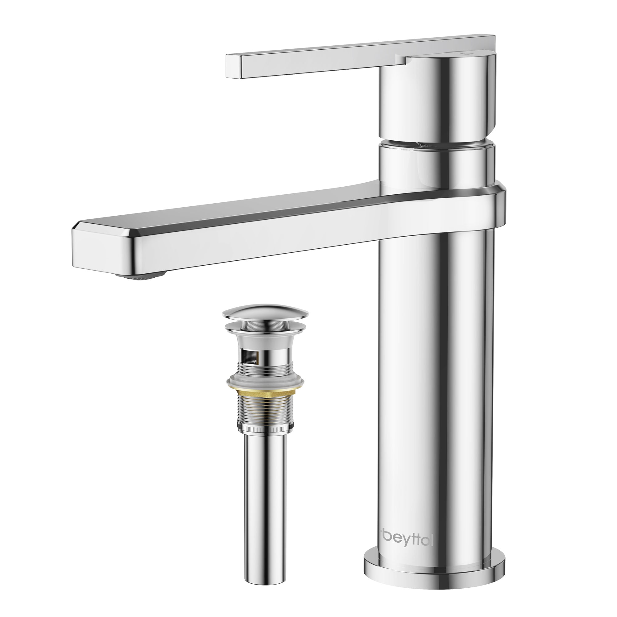 Single Handle Single Hole Brass Bathroom Faucet Set with Drainer