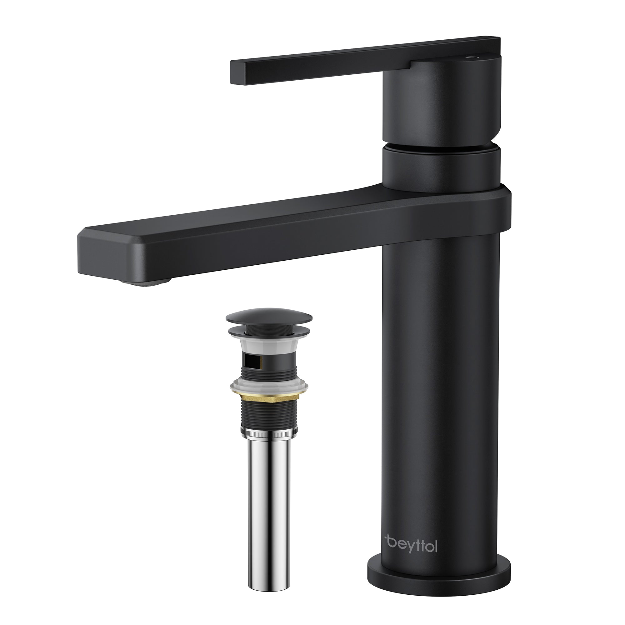 Single Handle Single Hole Brass Bathroom Faucet Set with Drainer
