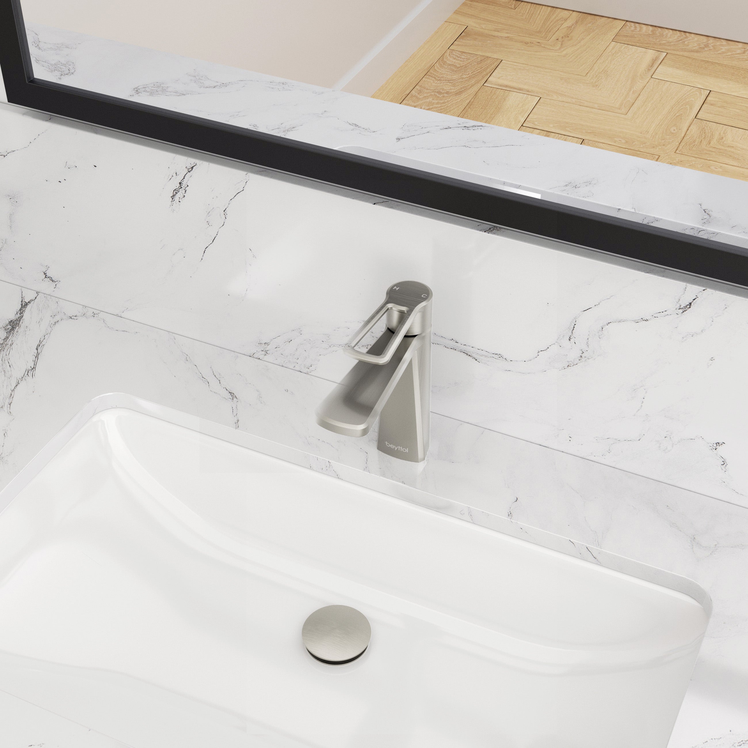 Single Handle Single Hole Brass Bathroom Faucet Set with Drainer