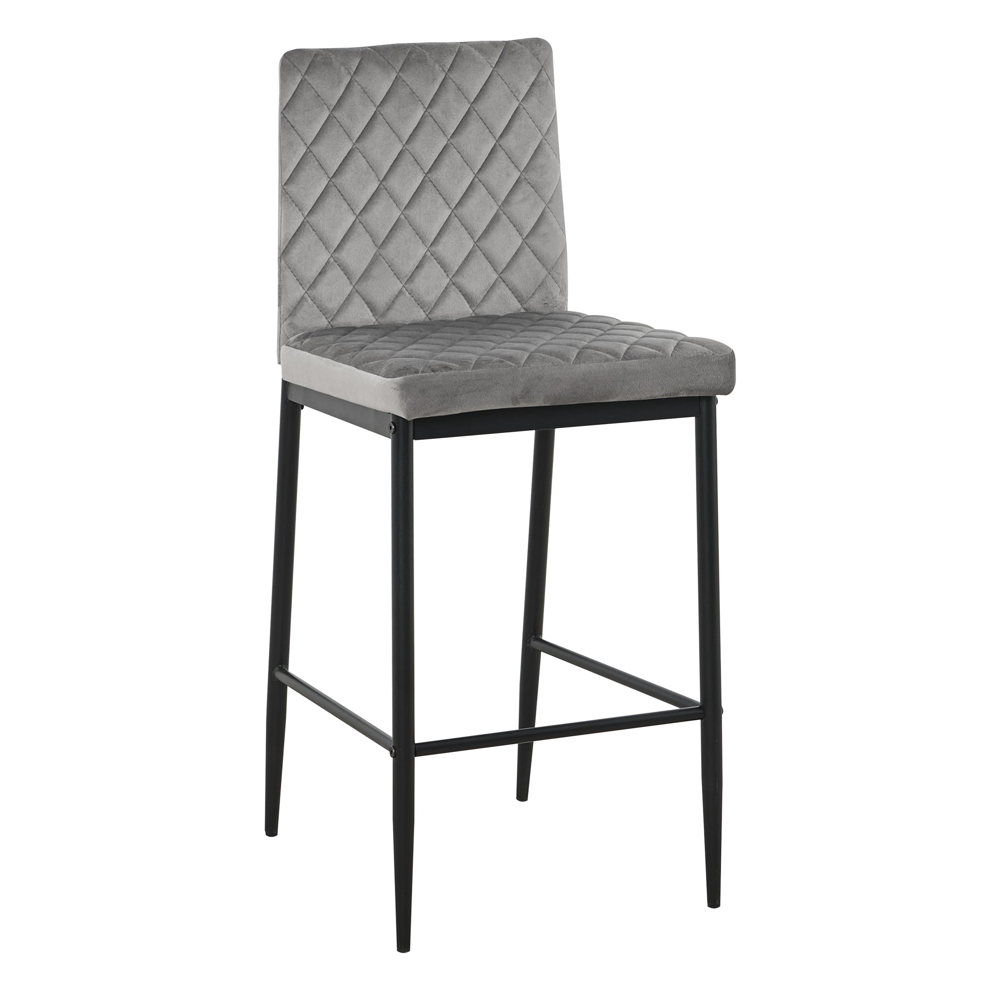 Stylish Flannel 2 Bar Chair with Metal Legs for Dining,Kitchen and Bar