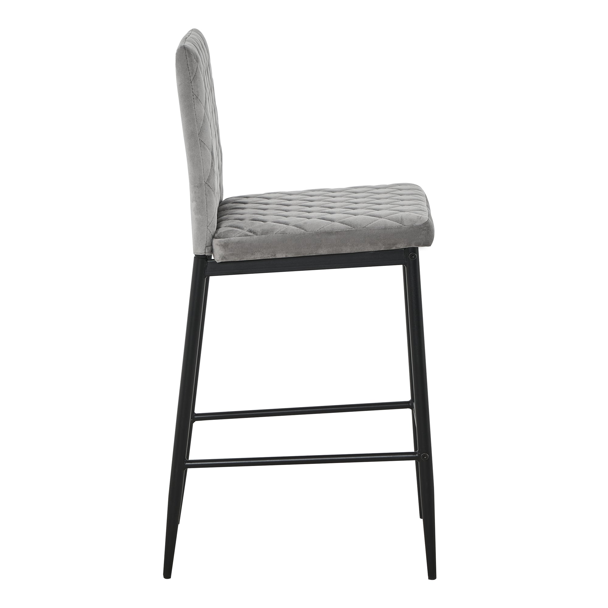 Stylish Flannel 2 Bar Chair with Metal Legs for Dining,Kitchen and Bar