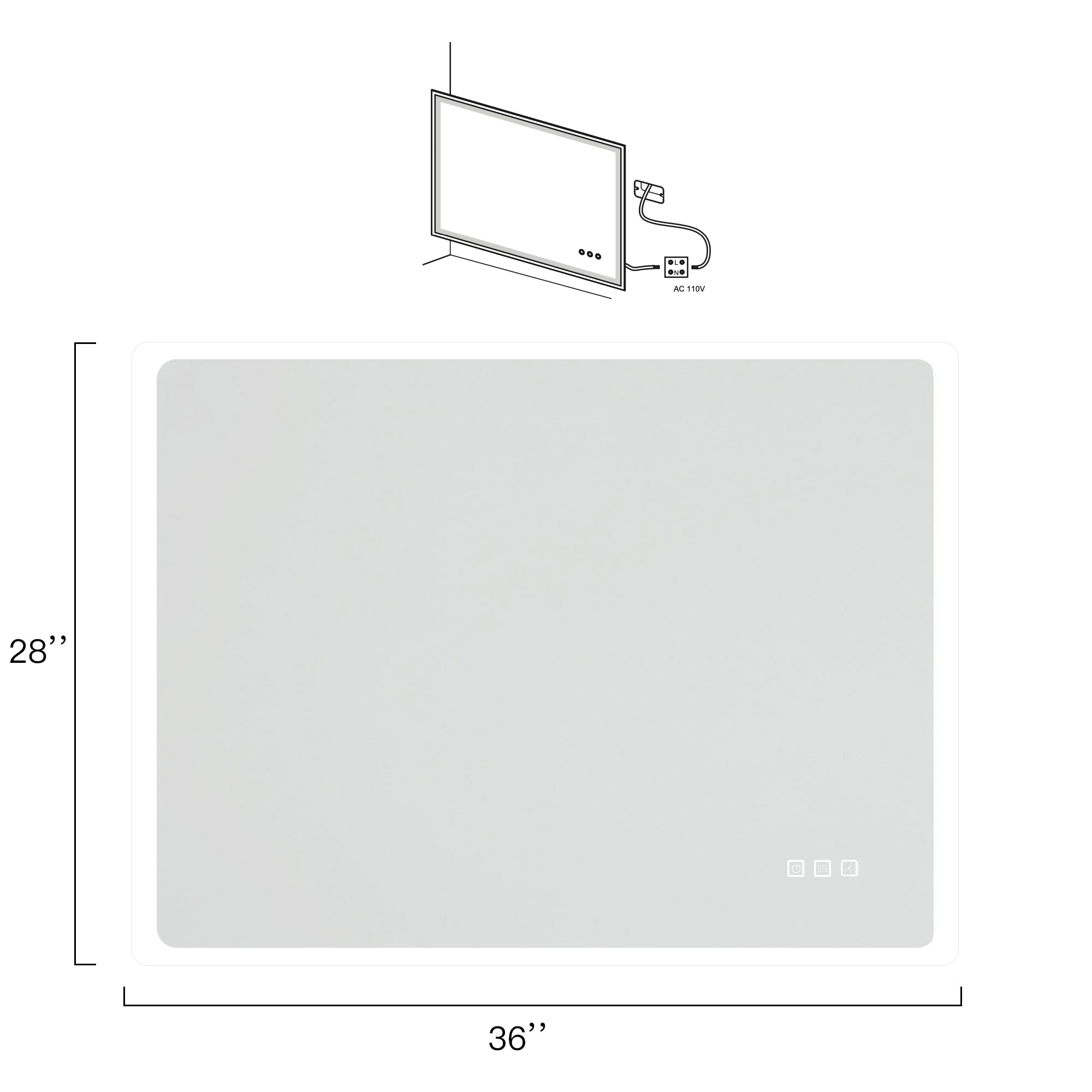 2836 Rectangular Wall-Mounted Dimmable LED Bathroom Vanity Mirror with Defogger and Bluetooth Music Speaker